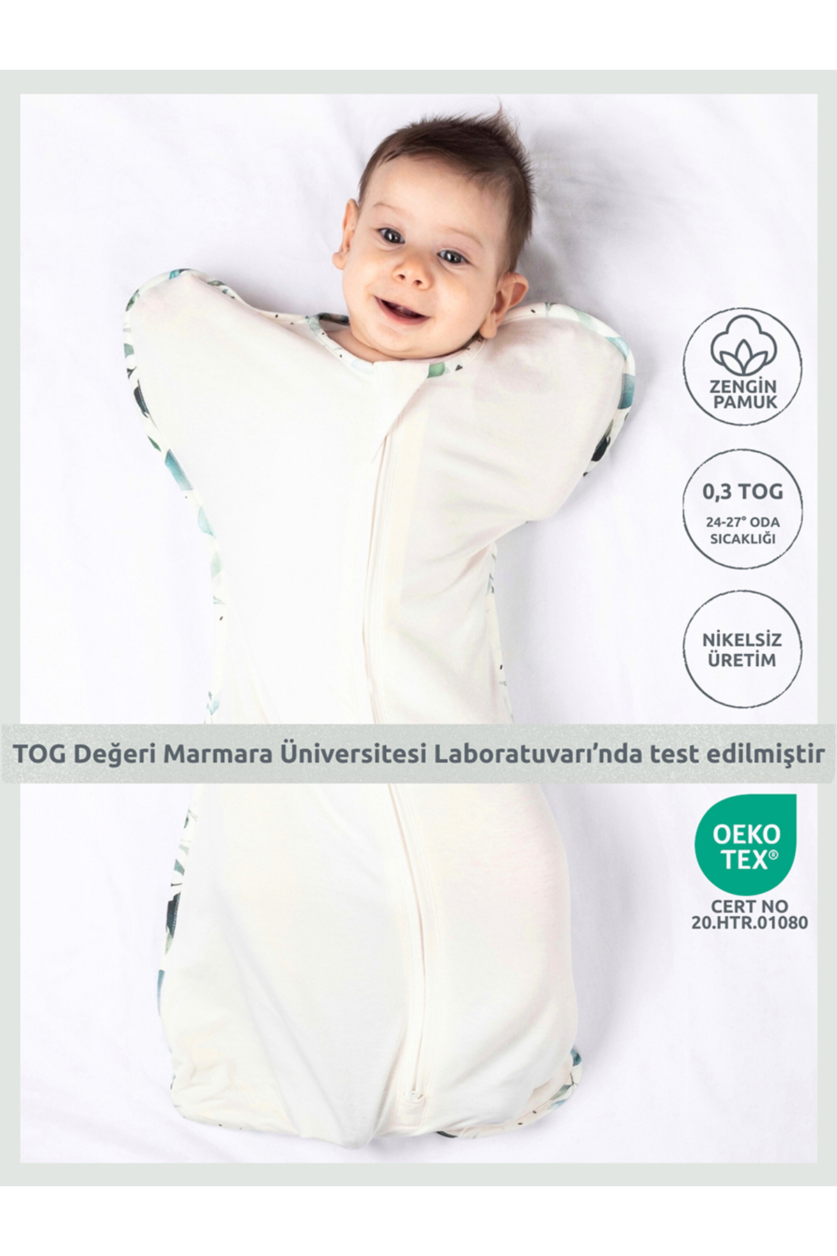 Butterfly Swaddle Sleeping Bag - 0,3 Tog-Leaf