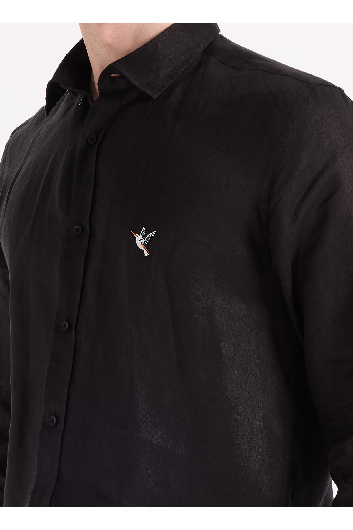 پیراهن معمولی مردانه مشکی با پایین بریت F6SM-GML 2700 — مشکی 5003328246 — تصویر 4 از 5