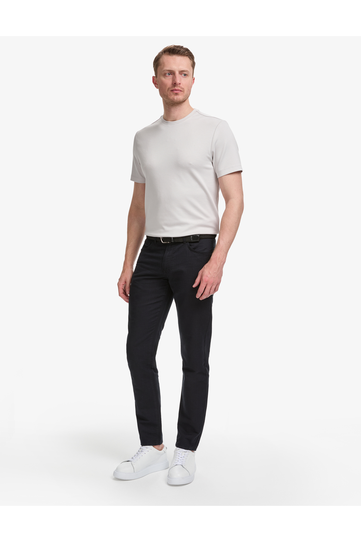 Pierre Cardin Siyah Slim Fit Keten Karışımlı Kanvas Pantolon 50268095-VR046 görsel 3