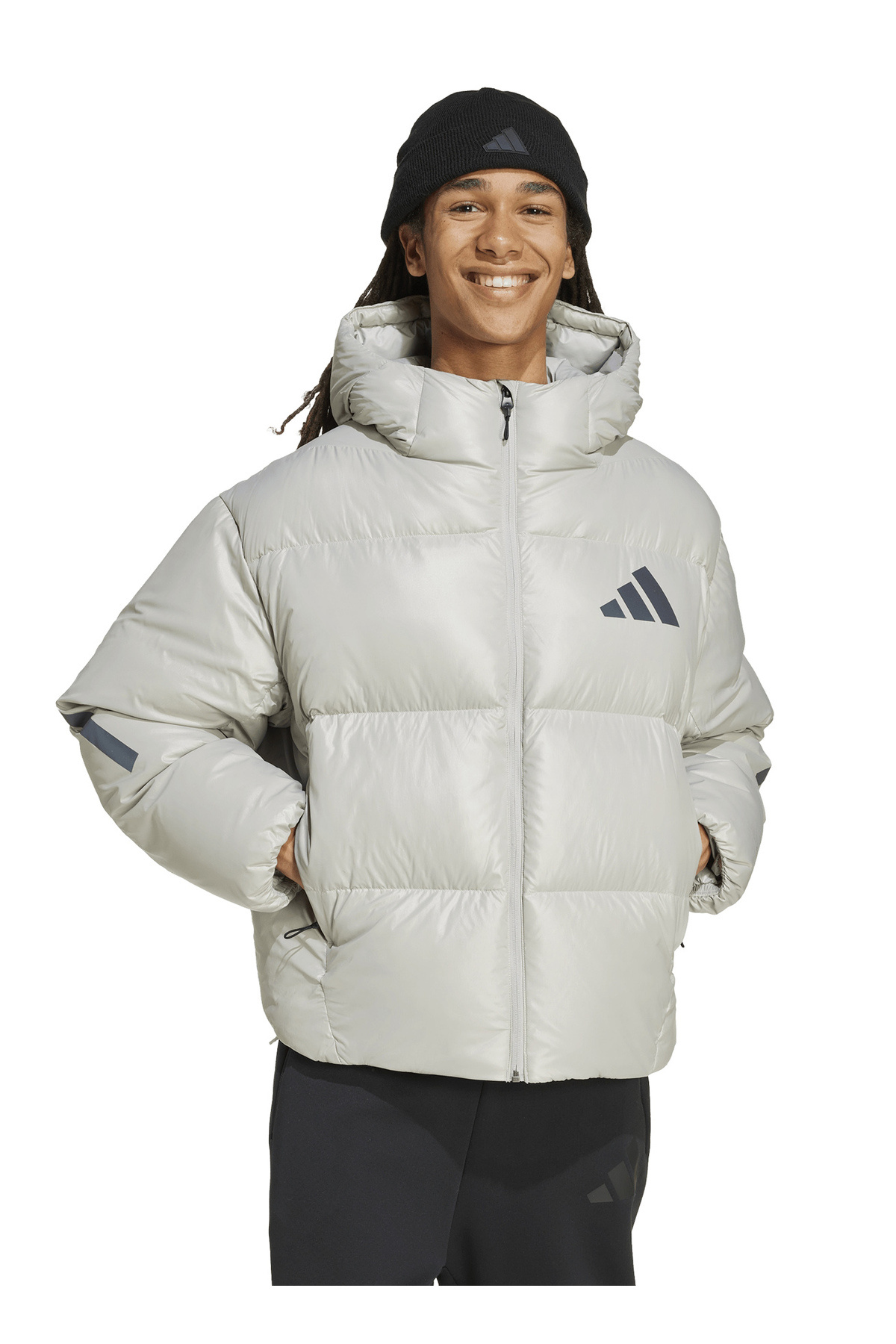 adidas JX0560 M Z.N.E. PUFFER Gri Bol Kesim Erkek Spor Mont