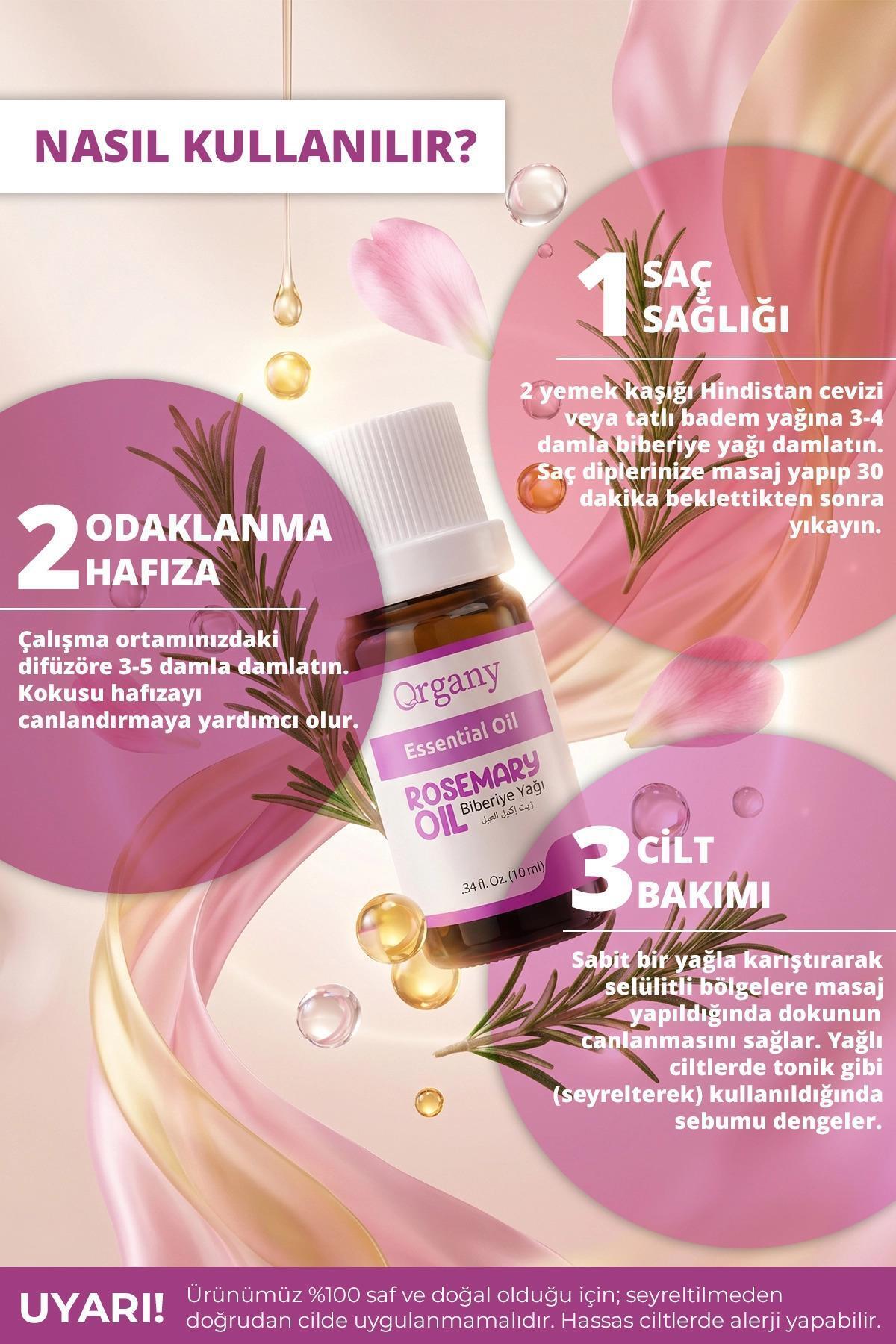 Saç Köklerini Besleyici Biberiye Yağı %100 Doğal Saç Derisi Bakım Yağı Rosemary Essential Oil 10 ml — OGEY10TOO — تصویر 3 از 5