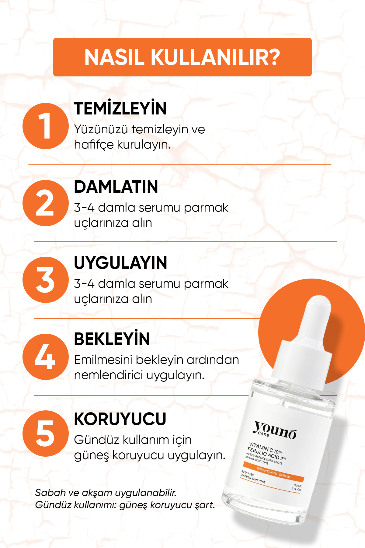 %10 C Vitamini Serum 3'lü Vitamin C Kompleksi 30 ml | Ferulic Acid | Hyaluronik Asit | Leke Karşıtı — YC-SKN-VCS-30 — تصویر 7 از 8