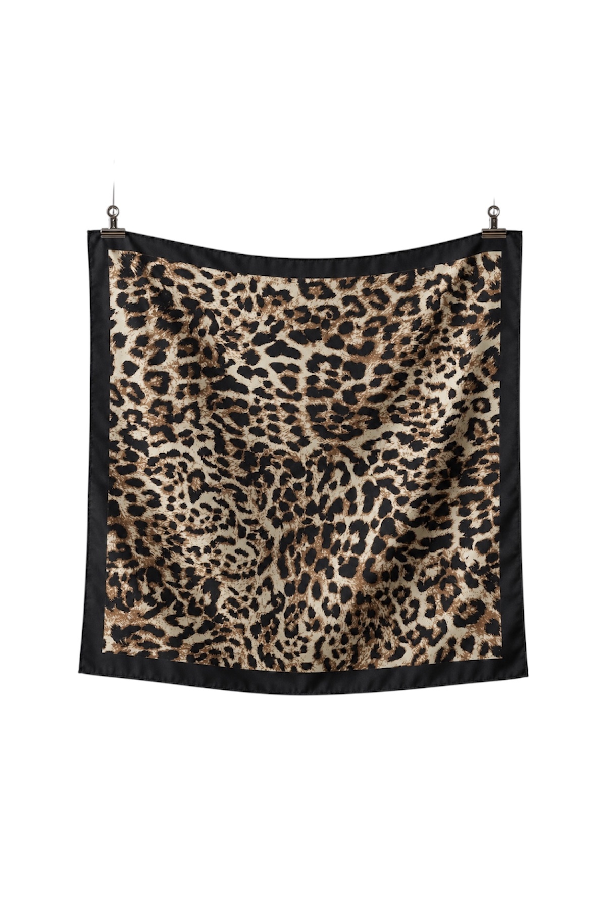Women's Leopard Pattern Satin Scarf 50x50 cm – Silky Soft Square Bandana
