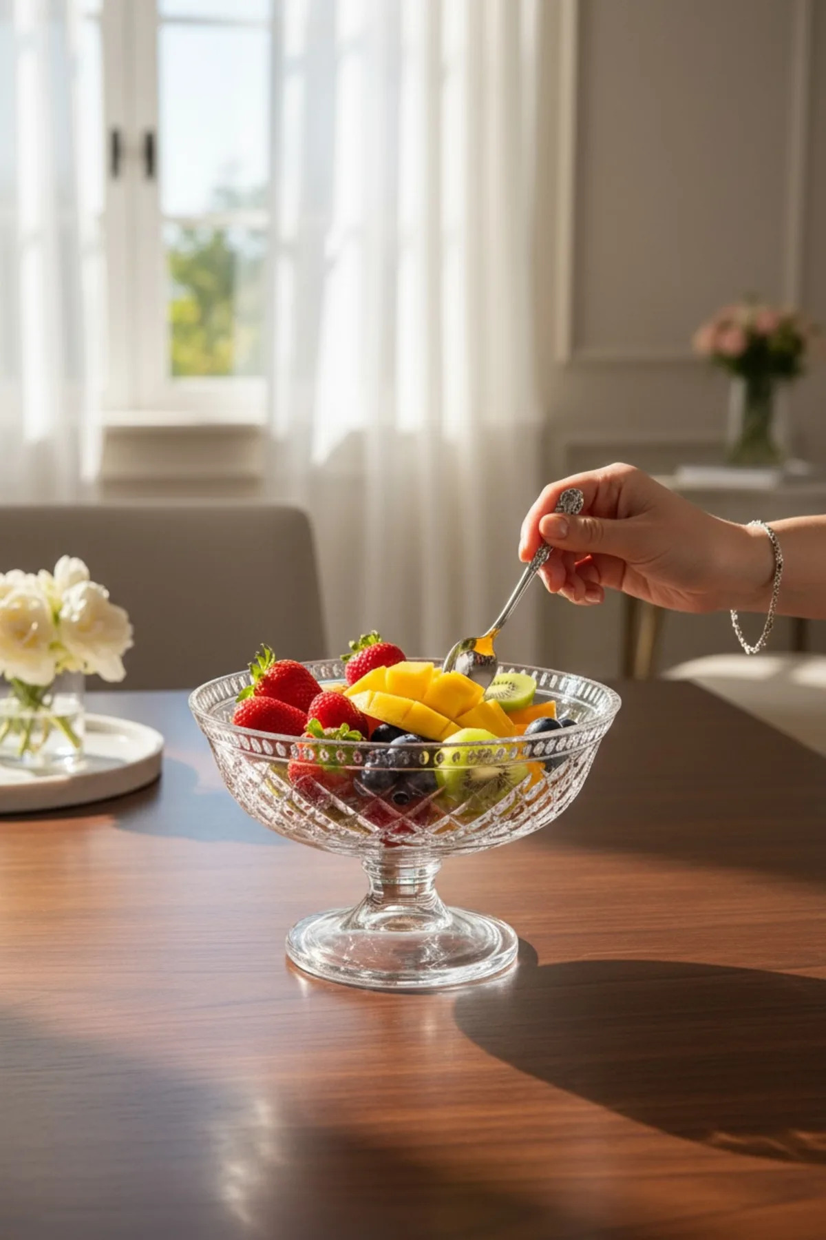 19 cm Cam Çanak Kase – Salata, Meyve ve Sunum İçin Şık Servis Kasesi