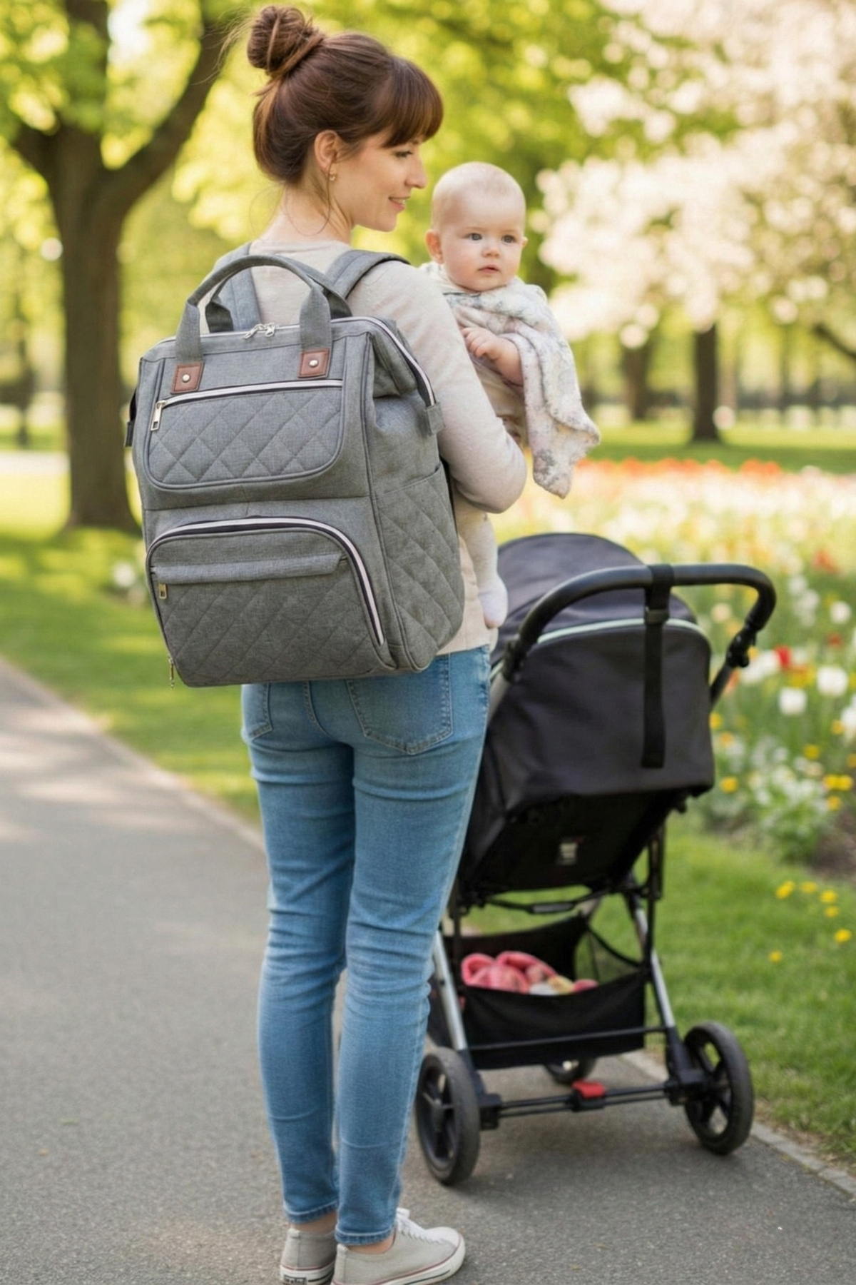 NIL-MOTHER CARE BABY ÇANTAS BACKPACK A.GRI