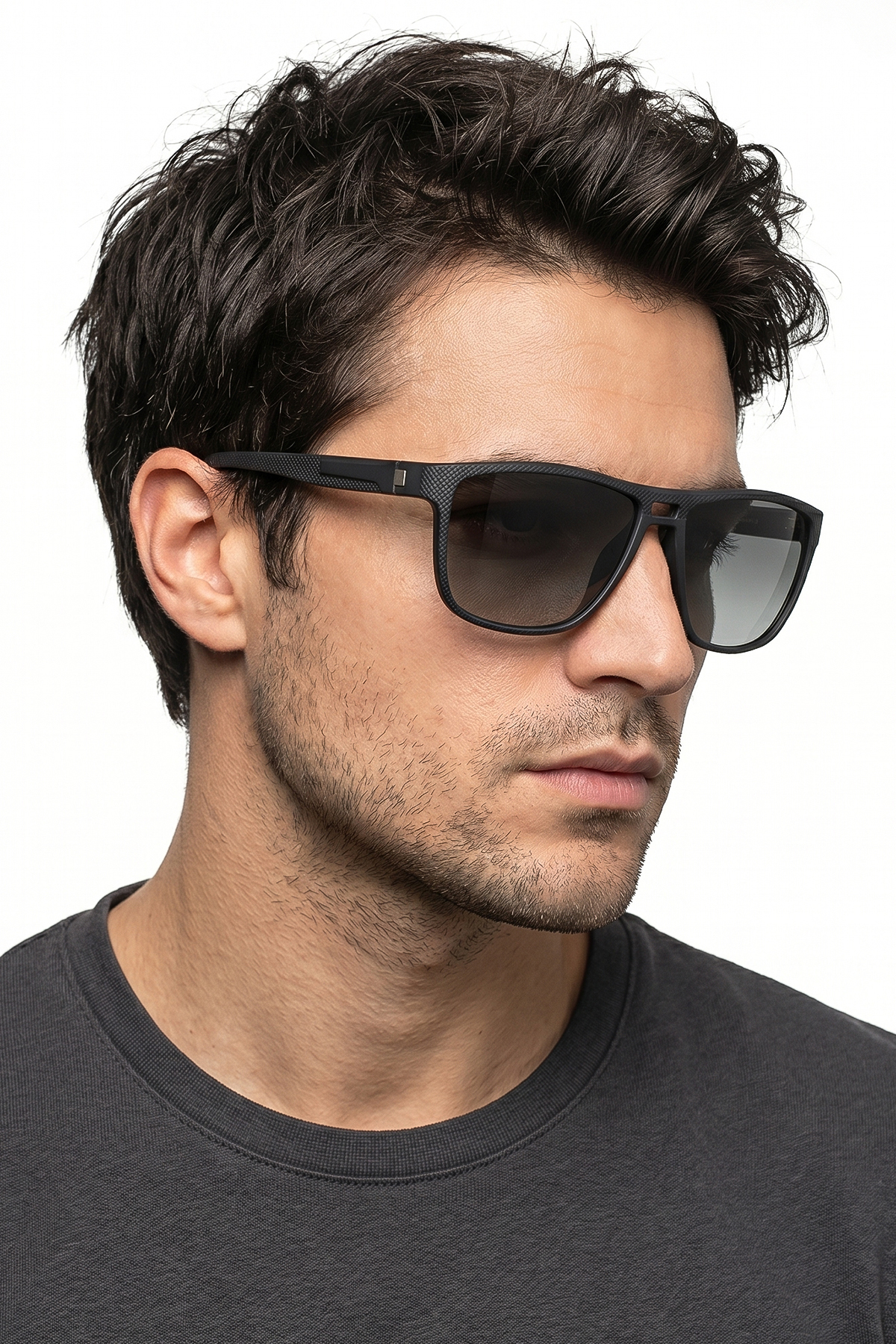 sun factory UV400 Korumalı Polarize Filtreli Mat Siyah Erkek Güneş Gözlüğü 1307 C0101M