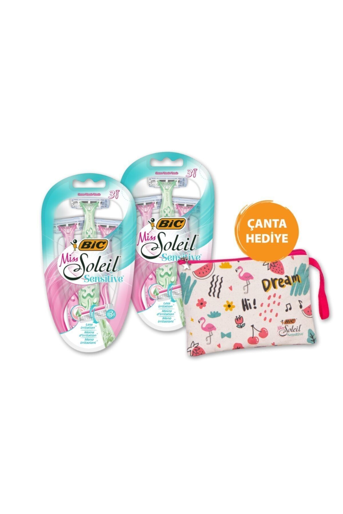 Bic Miss Soleil Sensitive Bundle Kadın Tıraş Bıçağı Seti (3 BIÇAK), Makyaj Çantası Hediyeli - Fiyatı, Yorumları
