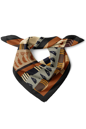 nehir eşarp Afrika Figürlü Çizgili Desen Fular Bandana 50x50 Cm