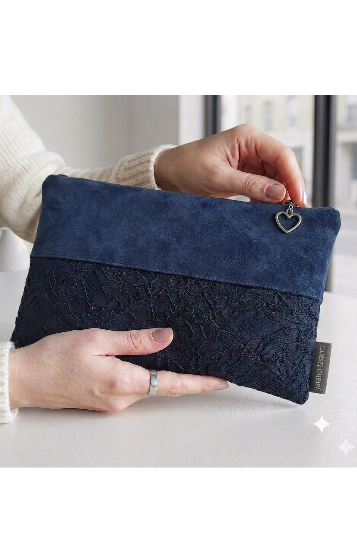 Ju Yaratıcı Tasarım Kadın Portföy & Clutch Çanta Lacivet