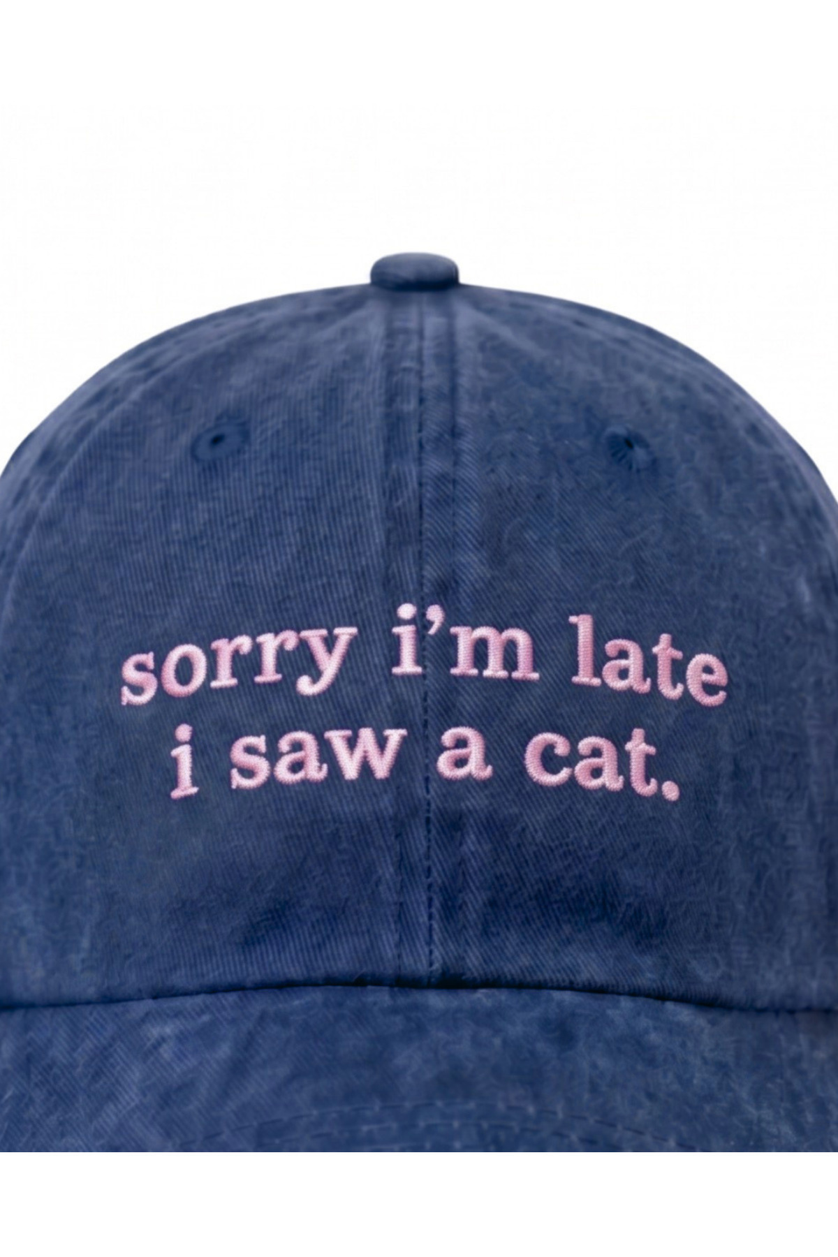 Tresore ''Sorry I'm Late I Saw A Cat'' Nakışlı Yıkamalı Şapka / Kedi Nakışlı Washed Cap görsel 3