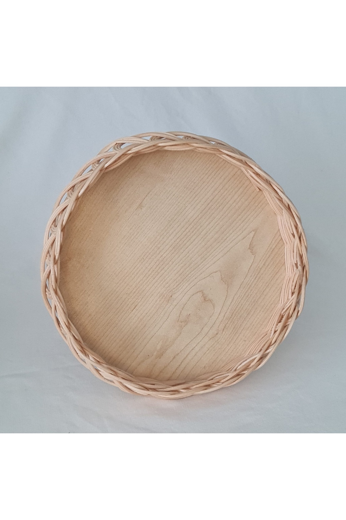 El Yapımı Bambu Rattan Örgü Yuvarlak Dekoratif Tepsi 25cm