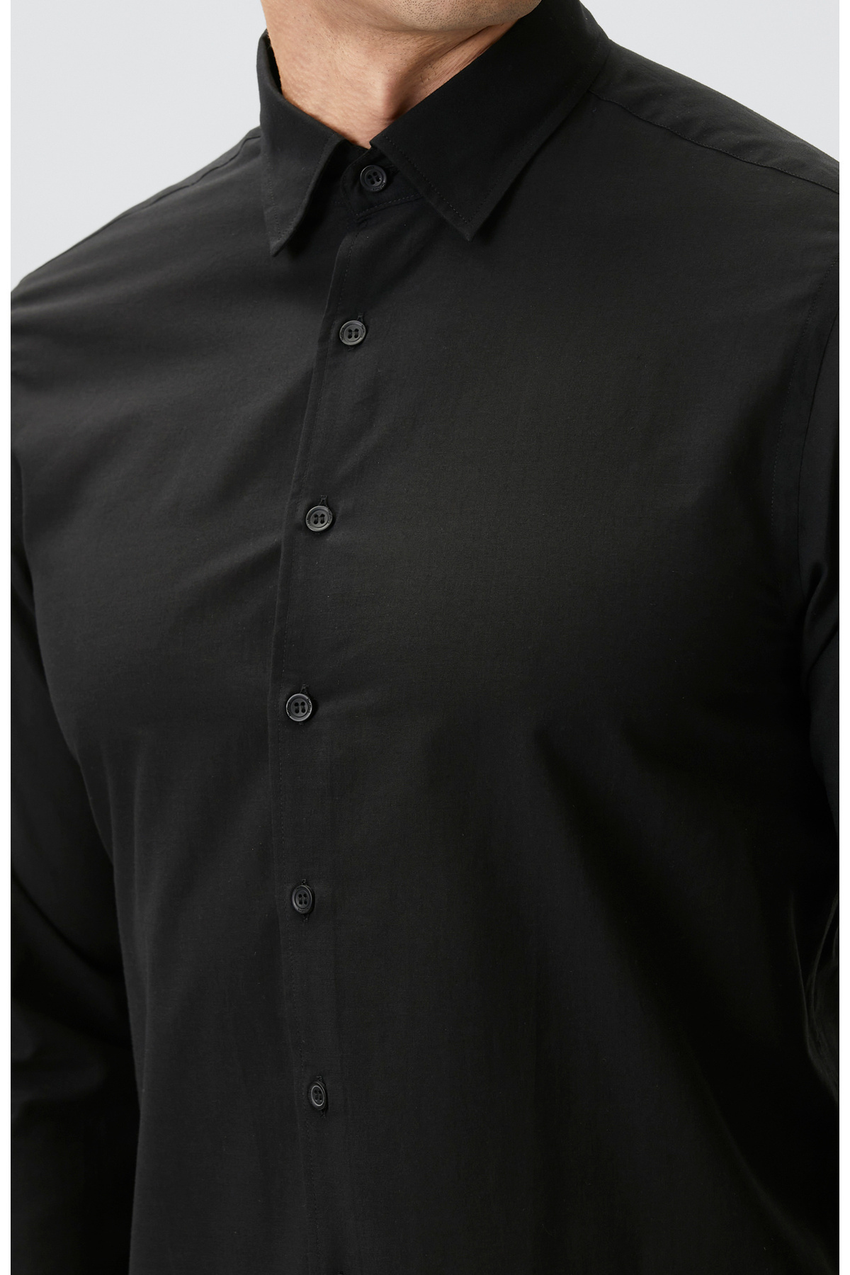 Network Slim Fit Siyah Cotton Gömlek görsel 6