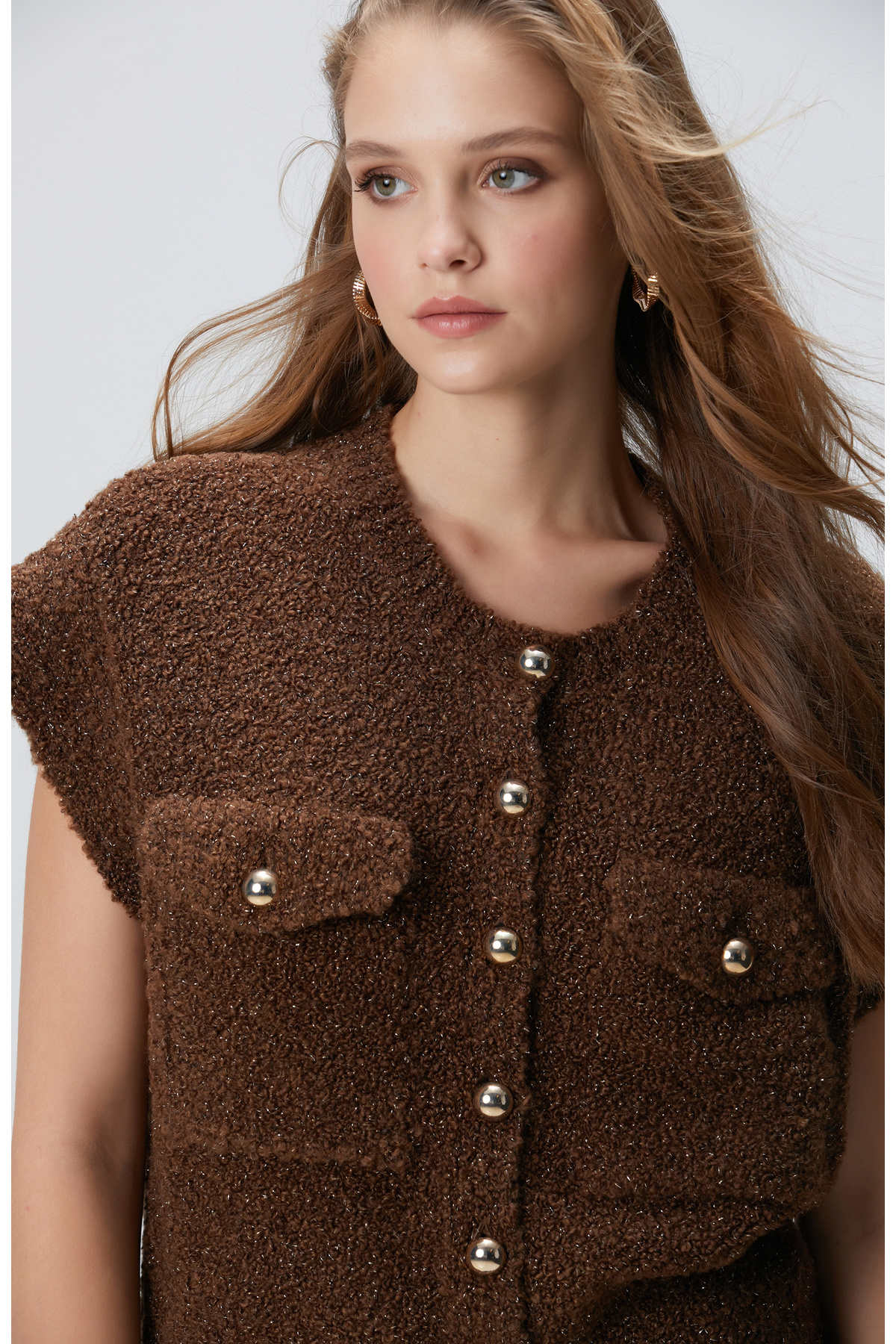 Cinnamon Soft Textured Knitwear Vest