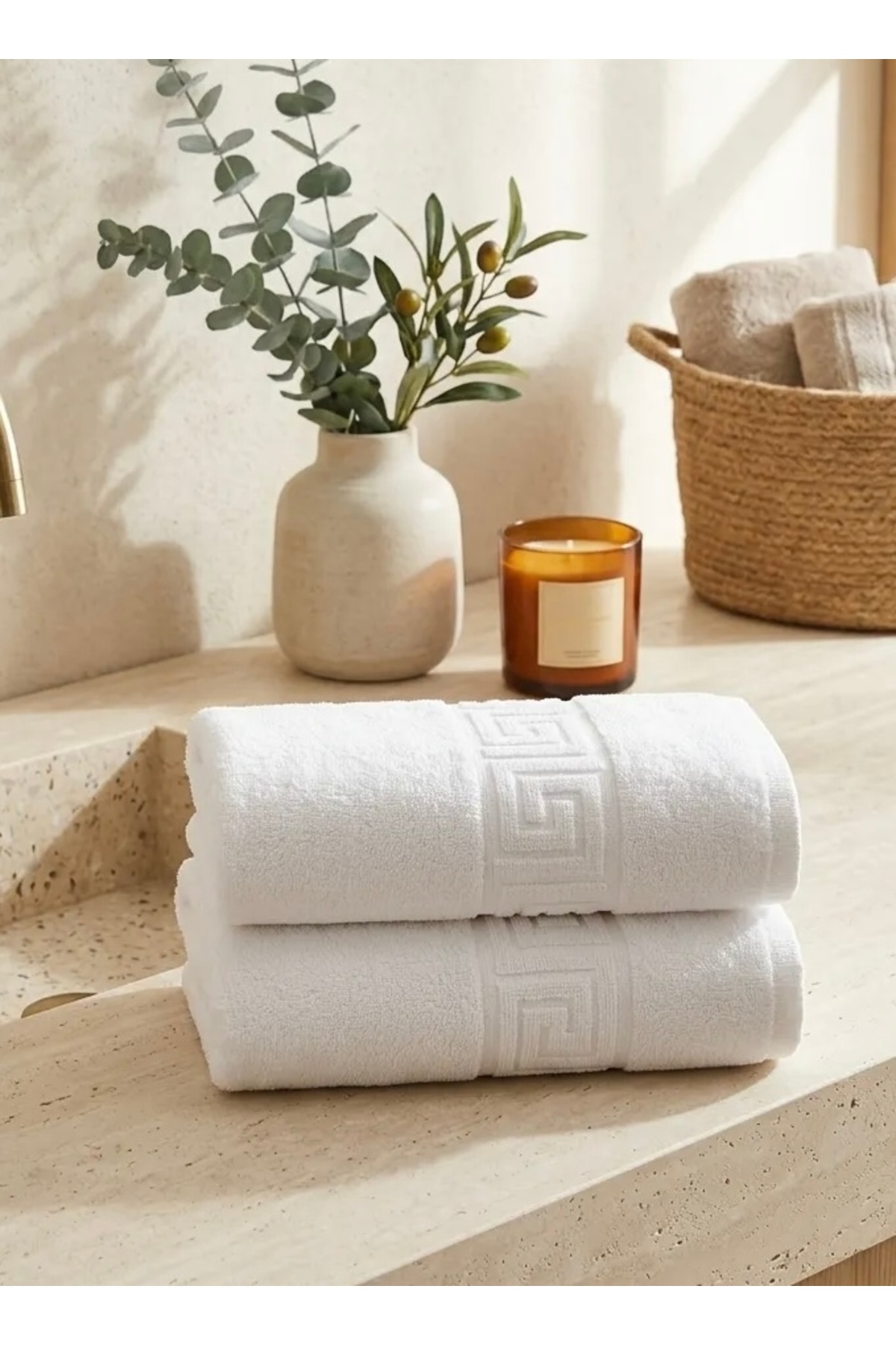 100%Cotton Greek Jacquard 2-Piece Hand , Face and Head Towel 60x100