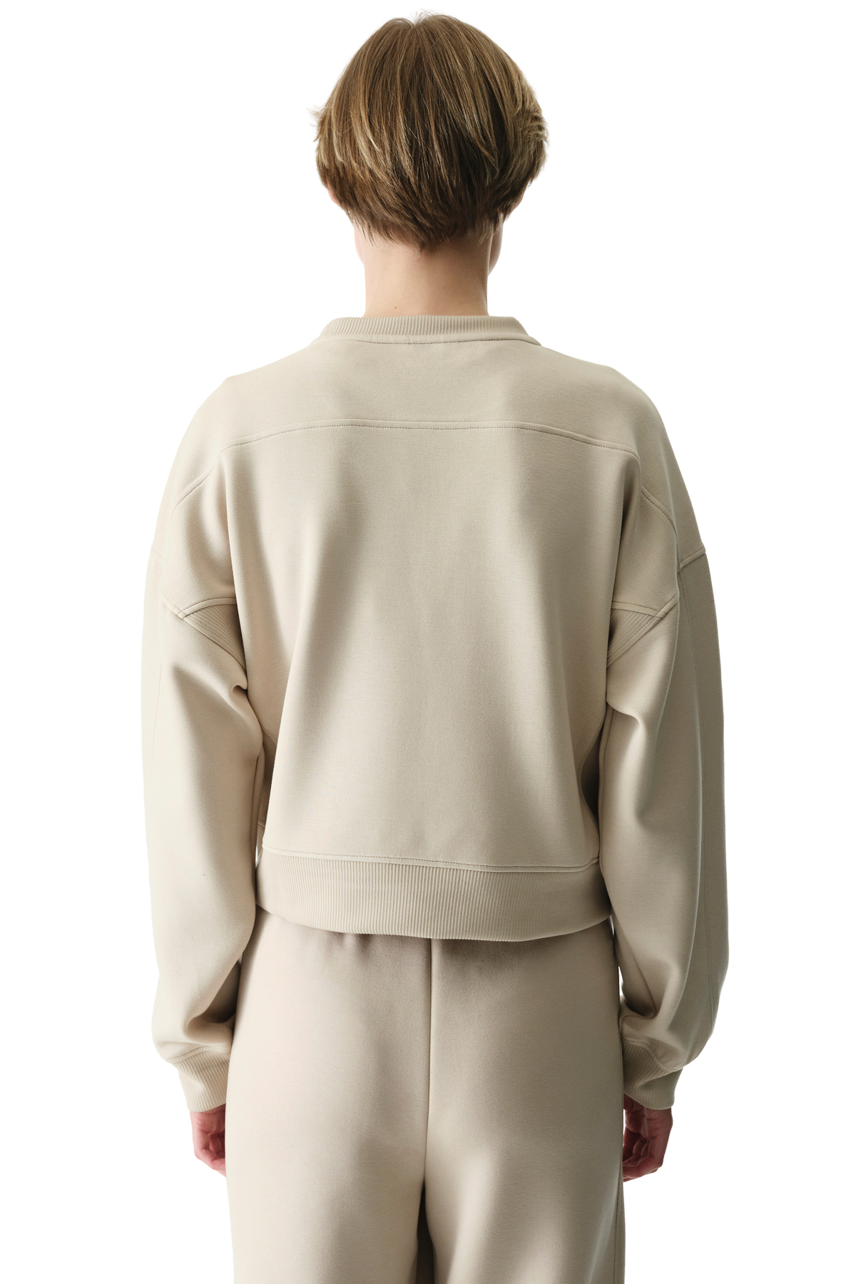 Penti  Bej İpeksi Dokunuş Silky Touch Kontrast Detaylı Bisiklet Yaka Sweatshirt - Görsel 2