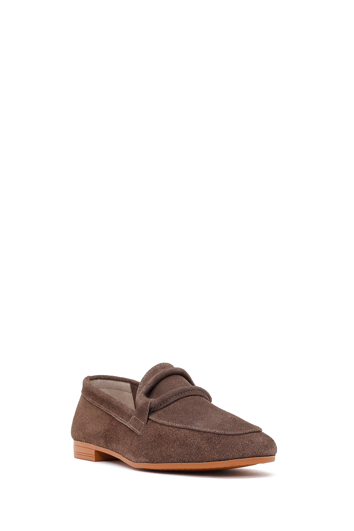 Derimod Kadın Vizon Tokalı Süet Deri Maskülen Loafer 26PFD350110 görsel 7