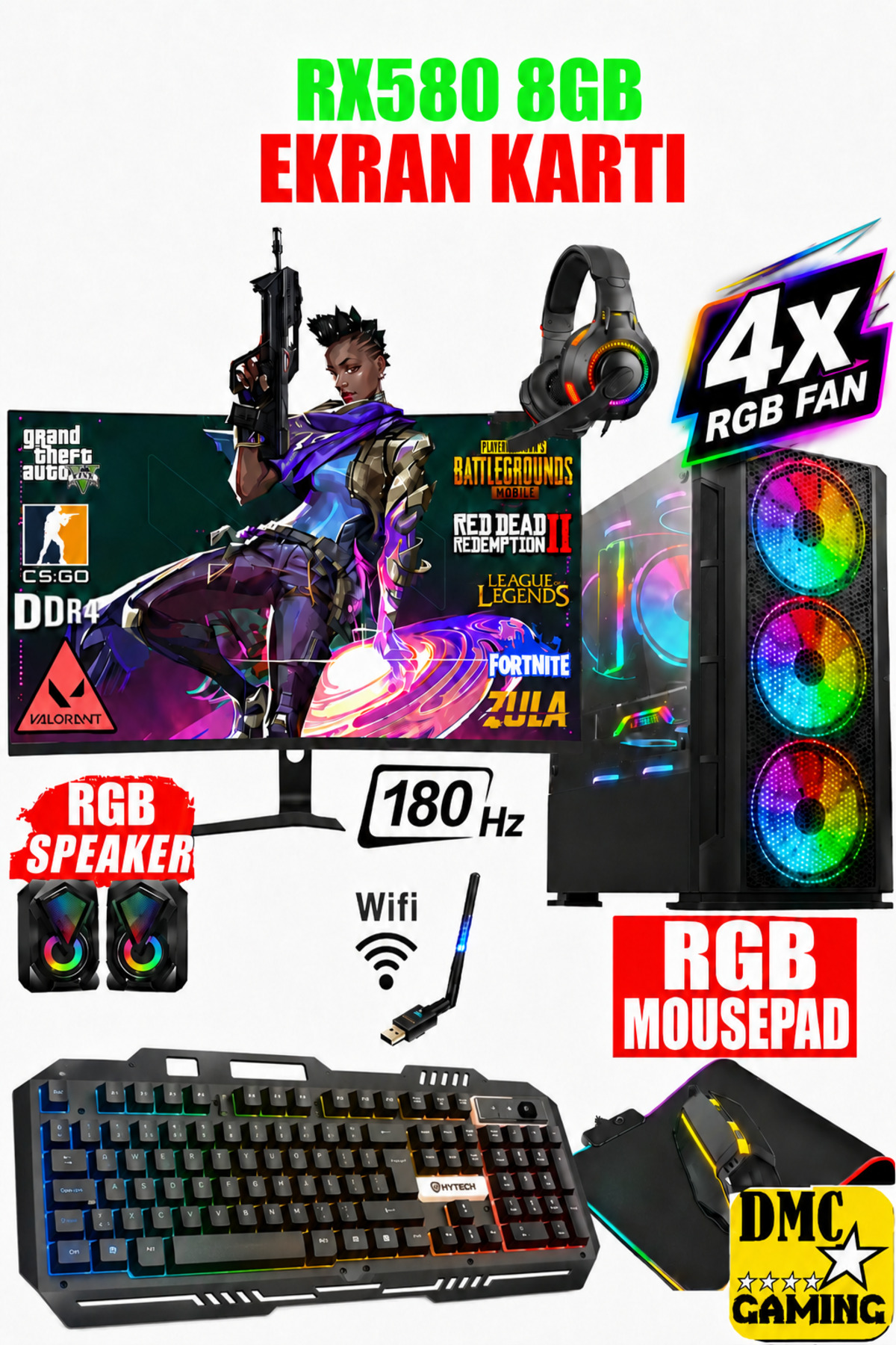 DMC 49x Windows 11 RYZEN 5 5500,32GB RAM,500GB HDD,256GB SSD,RX580