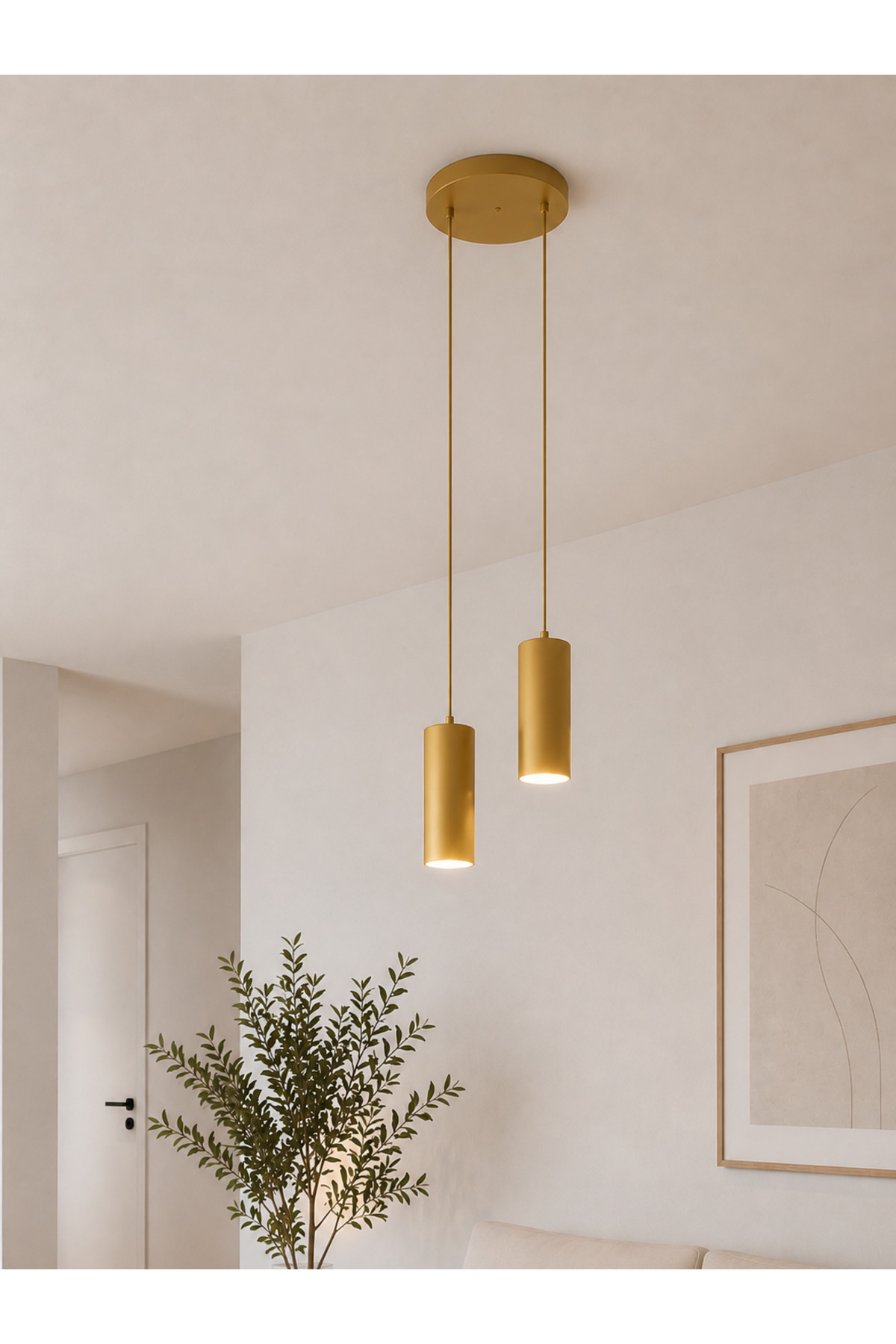 NORD Antique Metal Body Double Pendant Spotlight – Modern Minimalist Cylinder Design Chandelier – Living Room and Kitchen and Corridor Lighting
