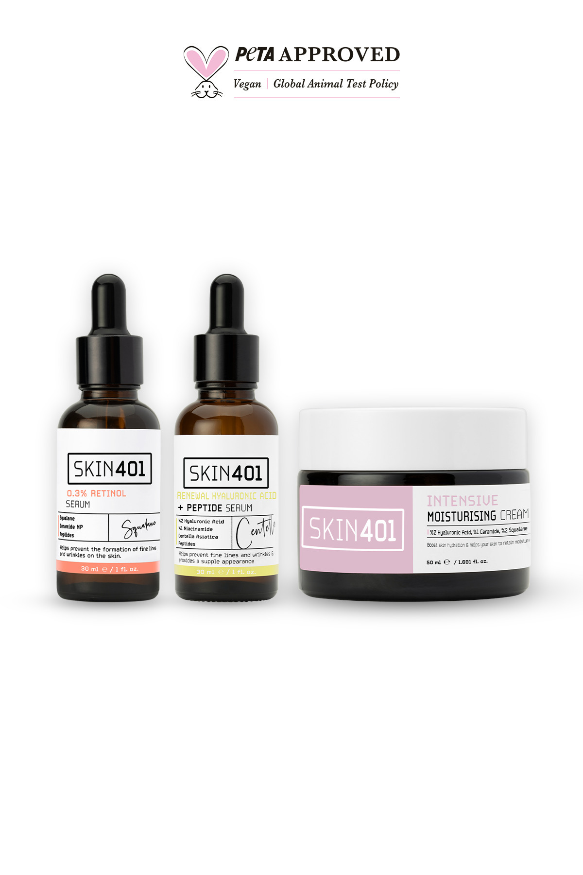 Skin401 Retinol Sandviç Metodu Bakım Rutini (%0.3 Retinol, Hyalüronik Asit + Peptit ve Yoğun Nemlendirici) — Skin401-135