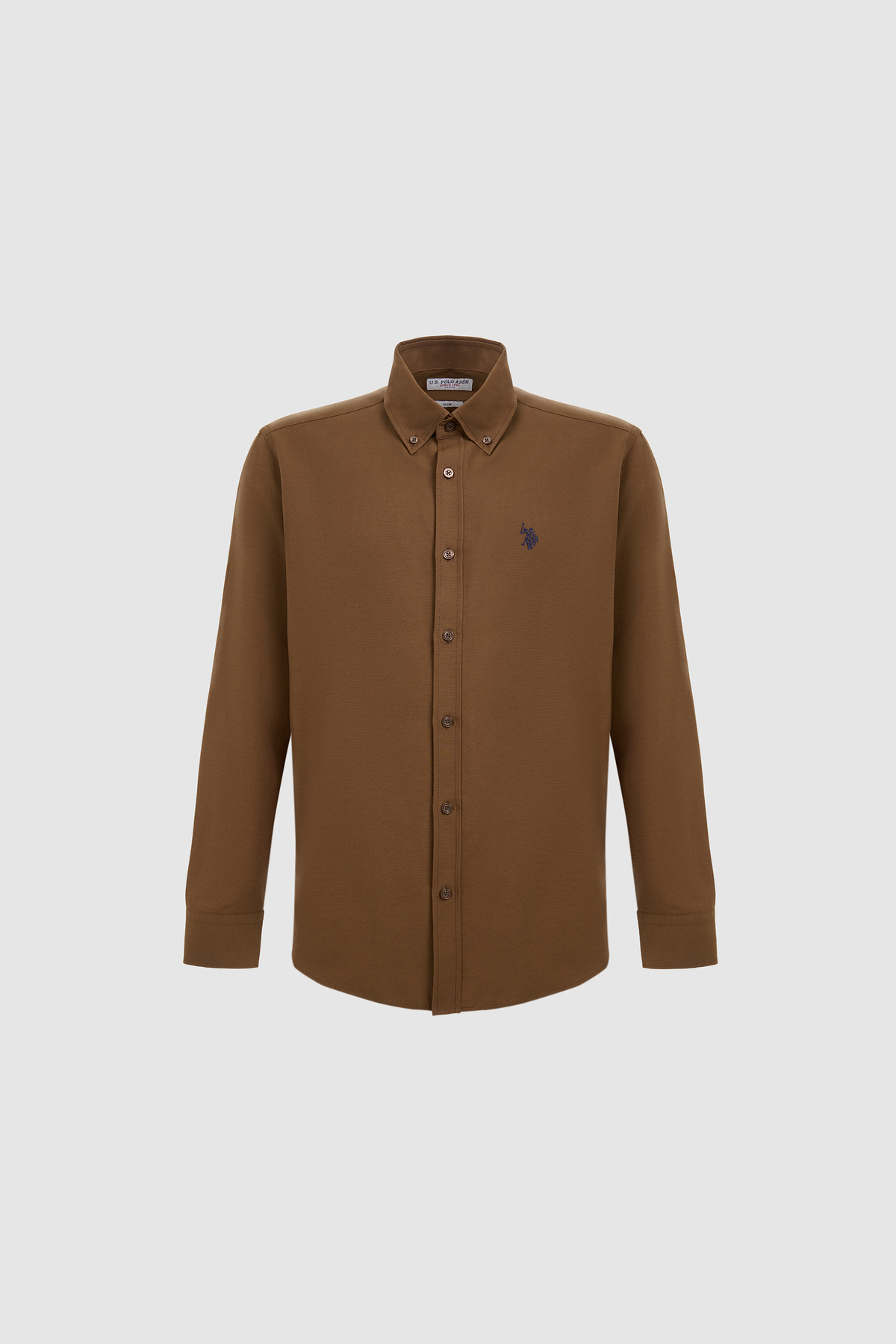 U.S. Polo Assn. Erkek Kahverengi Uzun Kollu Basic Gömlek 50324708-VR029 görsel 7
