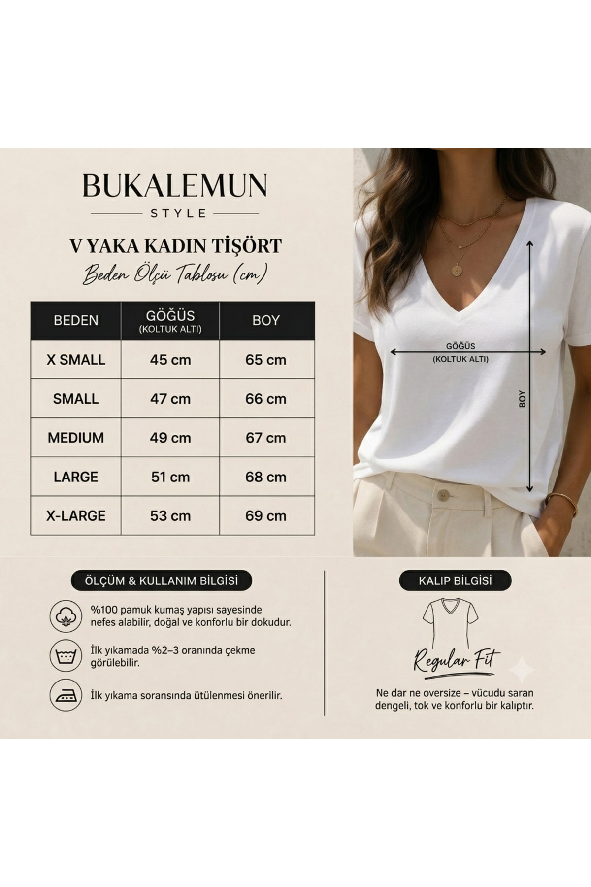 Bukalemun Style VERONICA V YAKA Beyaz Kadın Tişört görsel 5