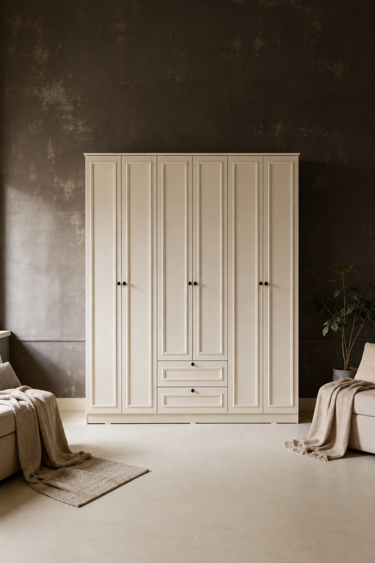 Mira 6 Door 2 Drawer Wardrobe/Wardrobe Moonstone