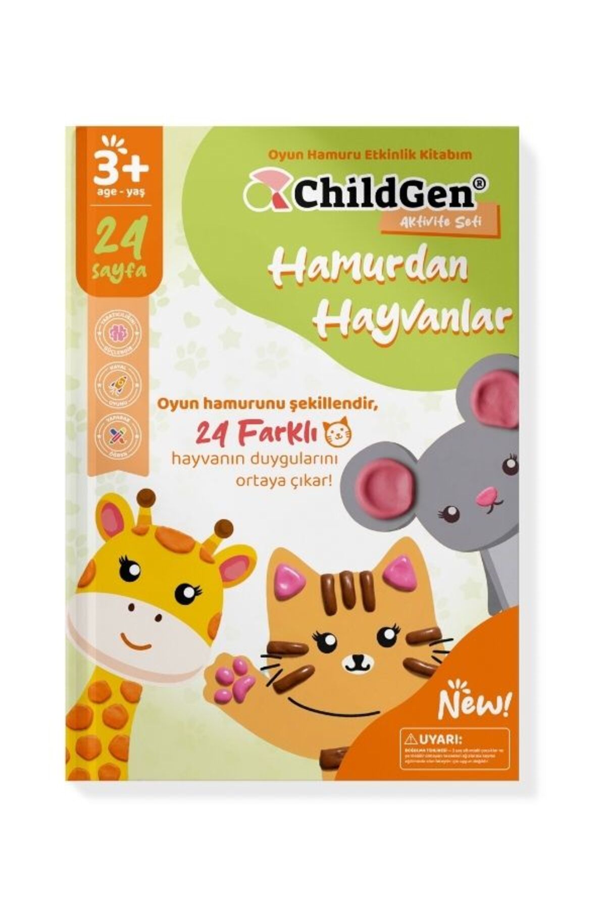 ChildGen Hamurdan Hayvanlar Oyun Hamuru Aktivite Dergisi ve 3x50 Gr Doğal Oyun Hamuru