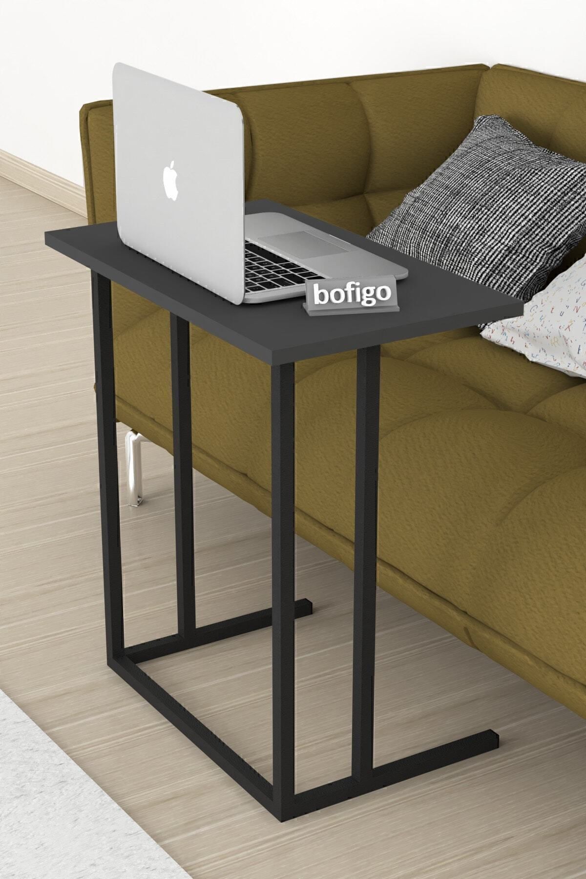 Laptop Table with Metal Legs Breakfast Table Work Table Stable Anthracite