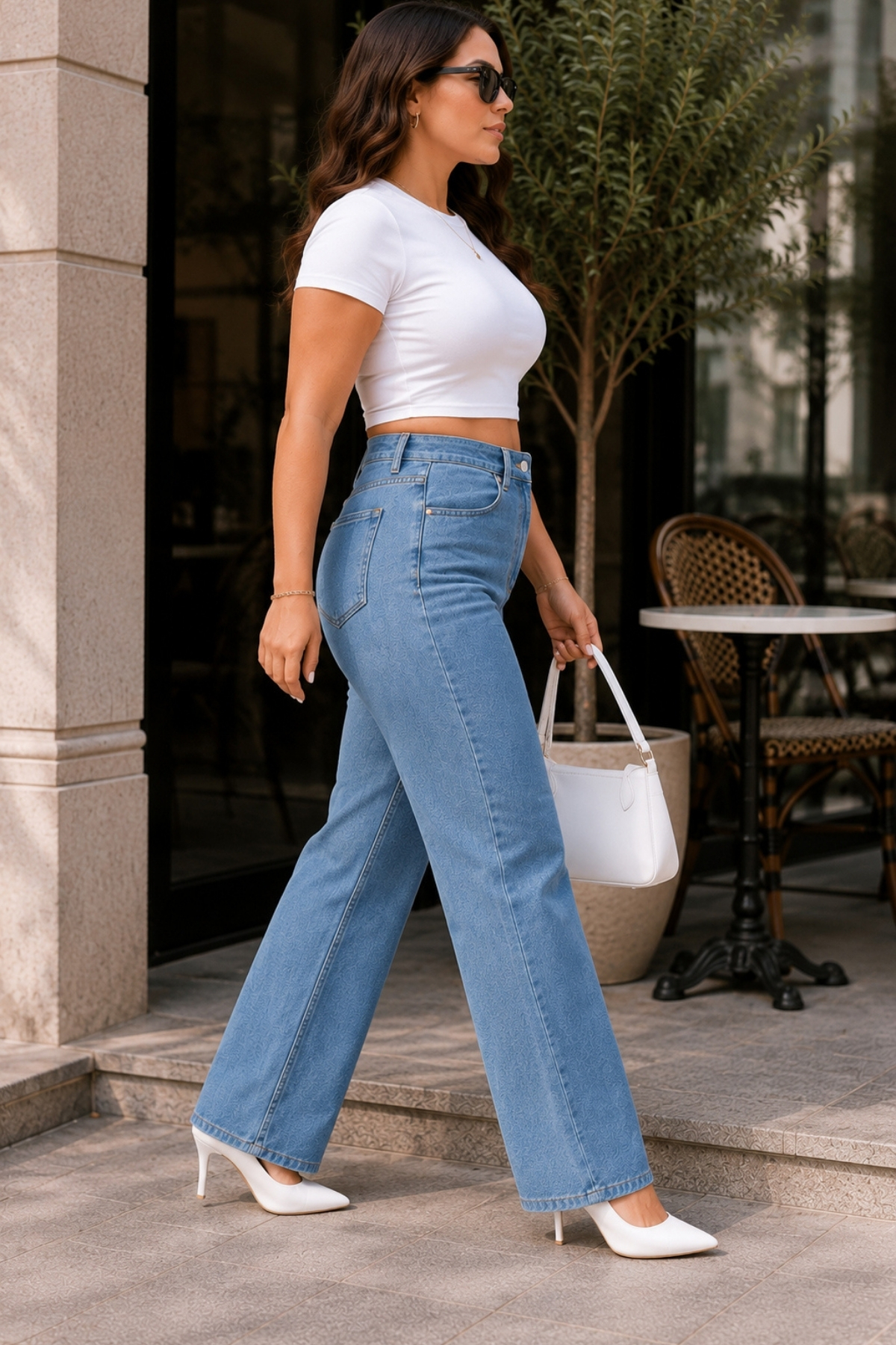 CEDY DENIM - Kadın Büyük Beden Boru Paça Yüksek Bel Regular Fit Likralı Pantolon C626-A.Mavi görsel 5