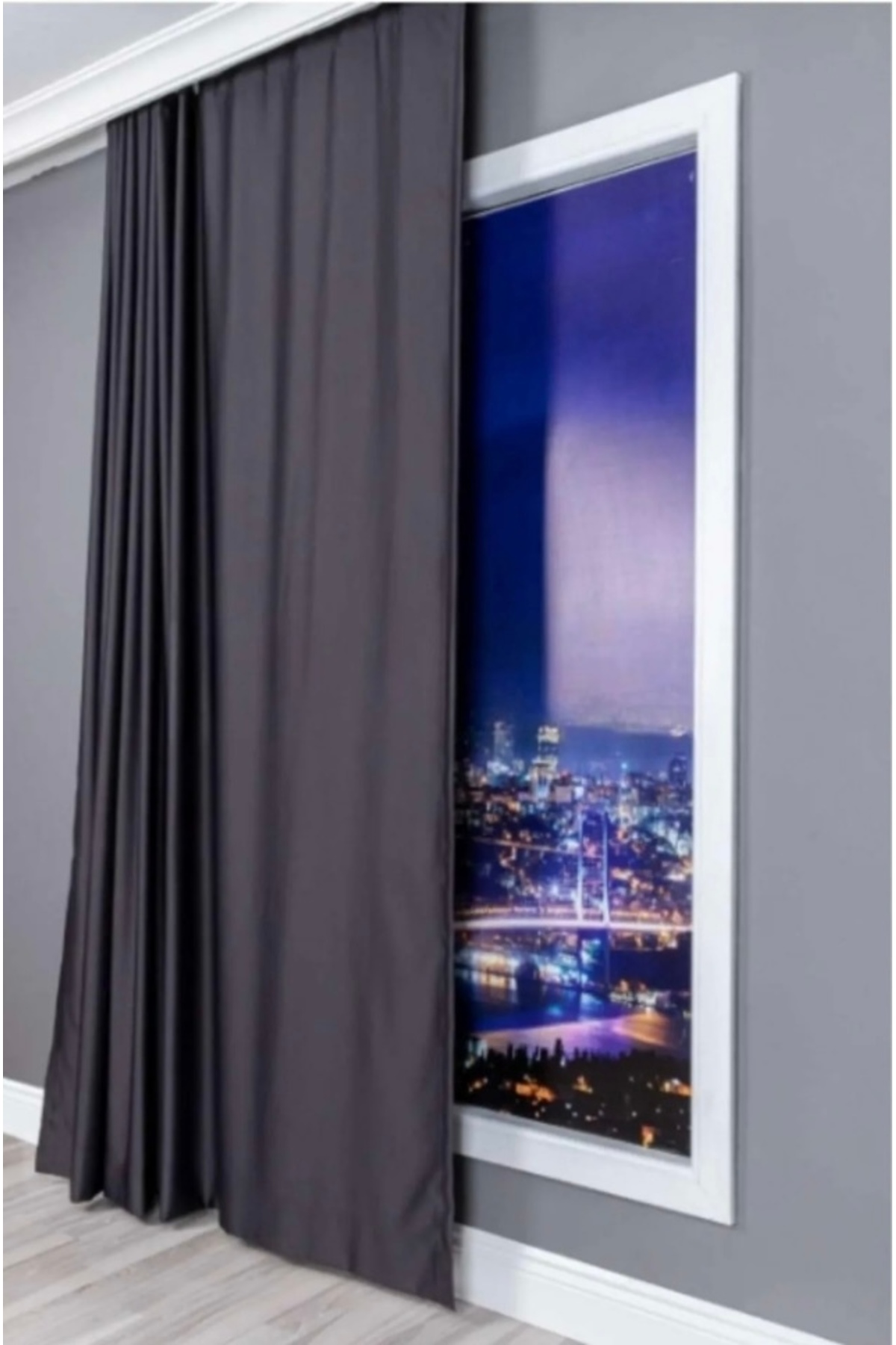Blackout Grey Sunshine Proof Curtain-background Curtain Single Wing (STRAIGHT PLANTING without pleat)