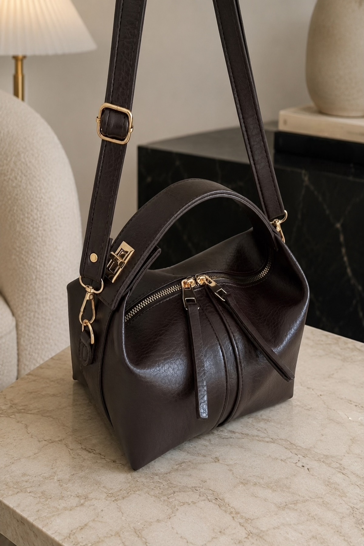 Women's Archel Leather Handbag Bitter Coffee