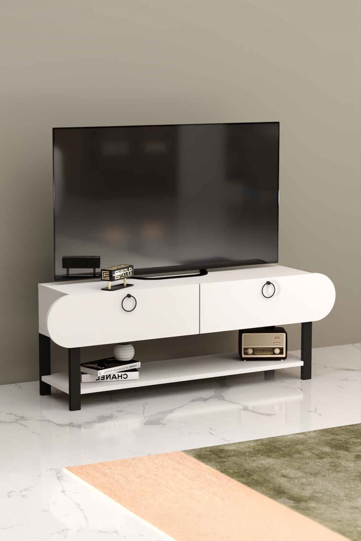 Goldfalez Setro TV Ünitesi Beyaz 110 cm görsel 2