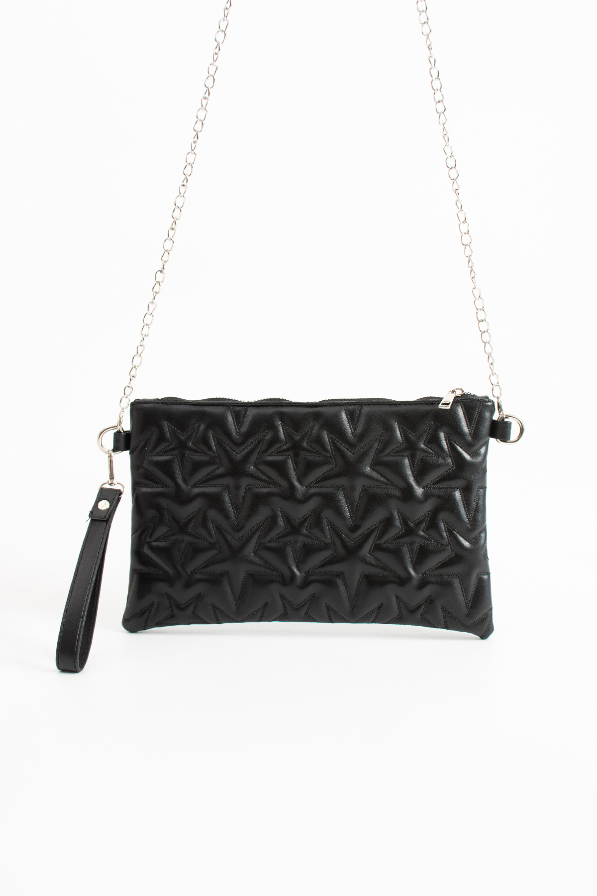 Zealous Yıldız desenli siyah Portföy & Clutch Çanta Çıkarabilir Bileklik Askılı çanta görsel 3