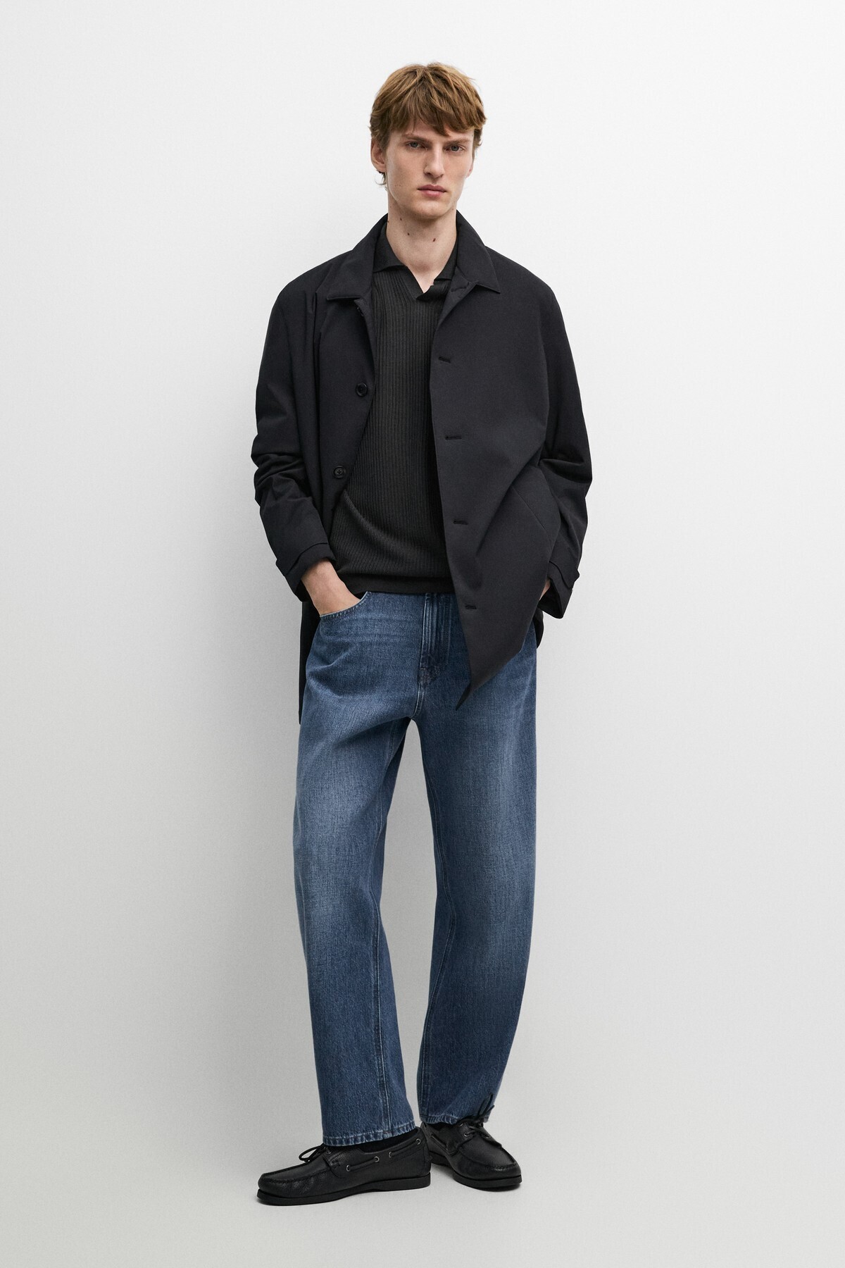 Massimo Dutti Yaka detaylı uzun trençkot