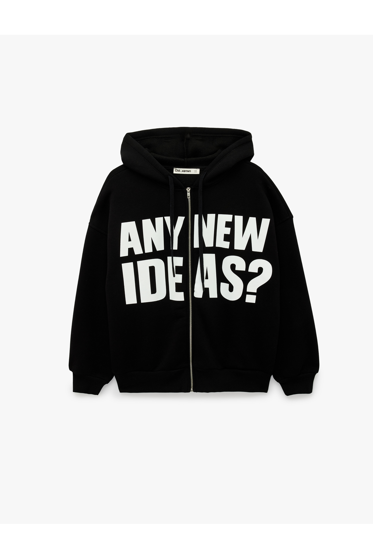 Koton Üç İplik Şardonlu Uzun Kollu Kapüşonlu Baskılı Fermuarlı Oversize Sweatshirt görsel 6