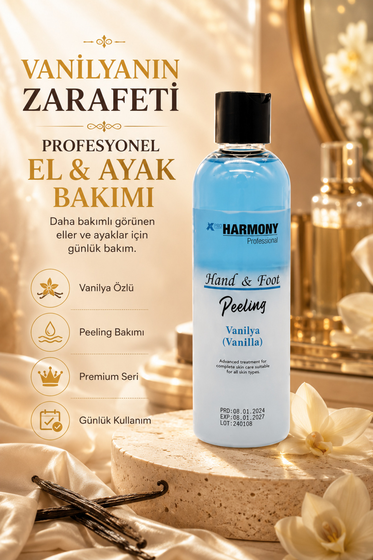 X Pro Harmony Hand & Foot Peeling Vanilla Vanilya Aromalı El & Ayak Peelingi 250 ml — XPH-8682887911413