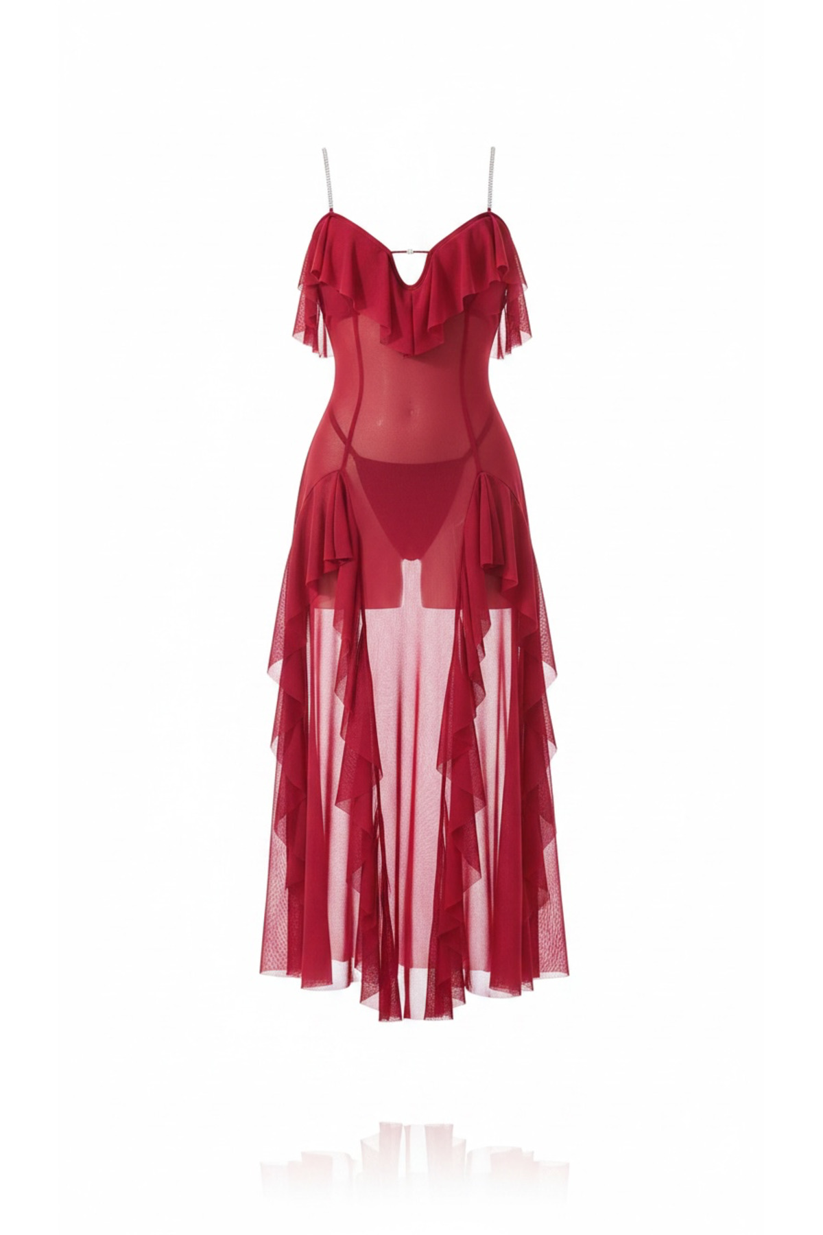 Madamcarlotta Women's Shiny Strap Detailed Back-Strapped Stylish Nightgown