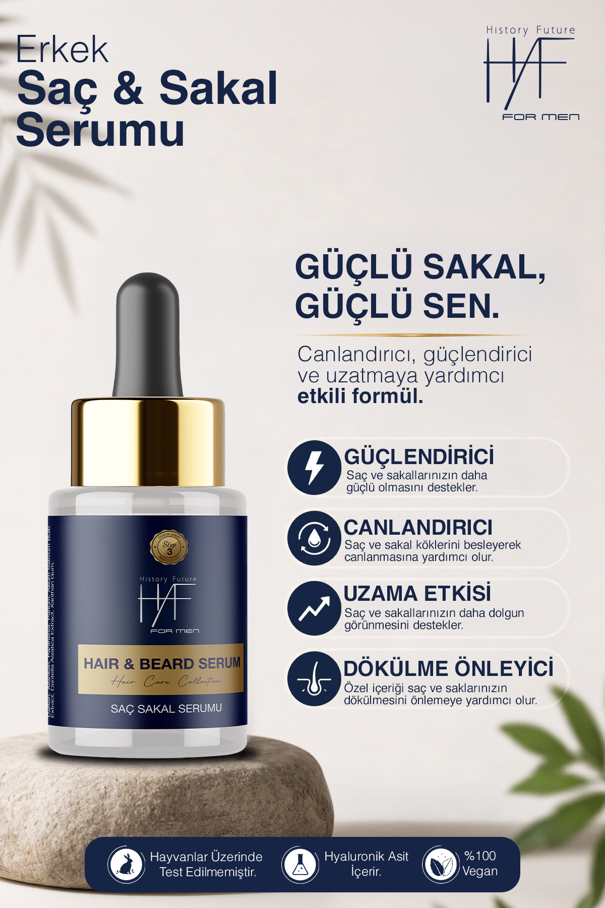 Saç Sakal Serumu Seyrek Ve Boş Bölge Doldurucu Gürleştirici Güçlendirici Besleyici 30 ml — HAF - HAİRBEARD SERUM — تصویر 3 از 9