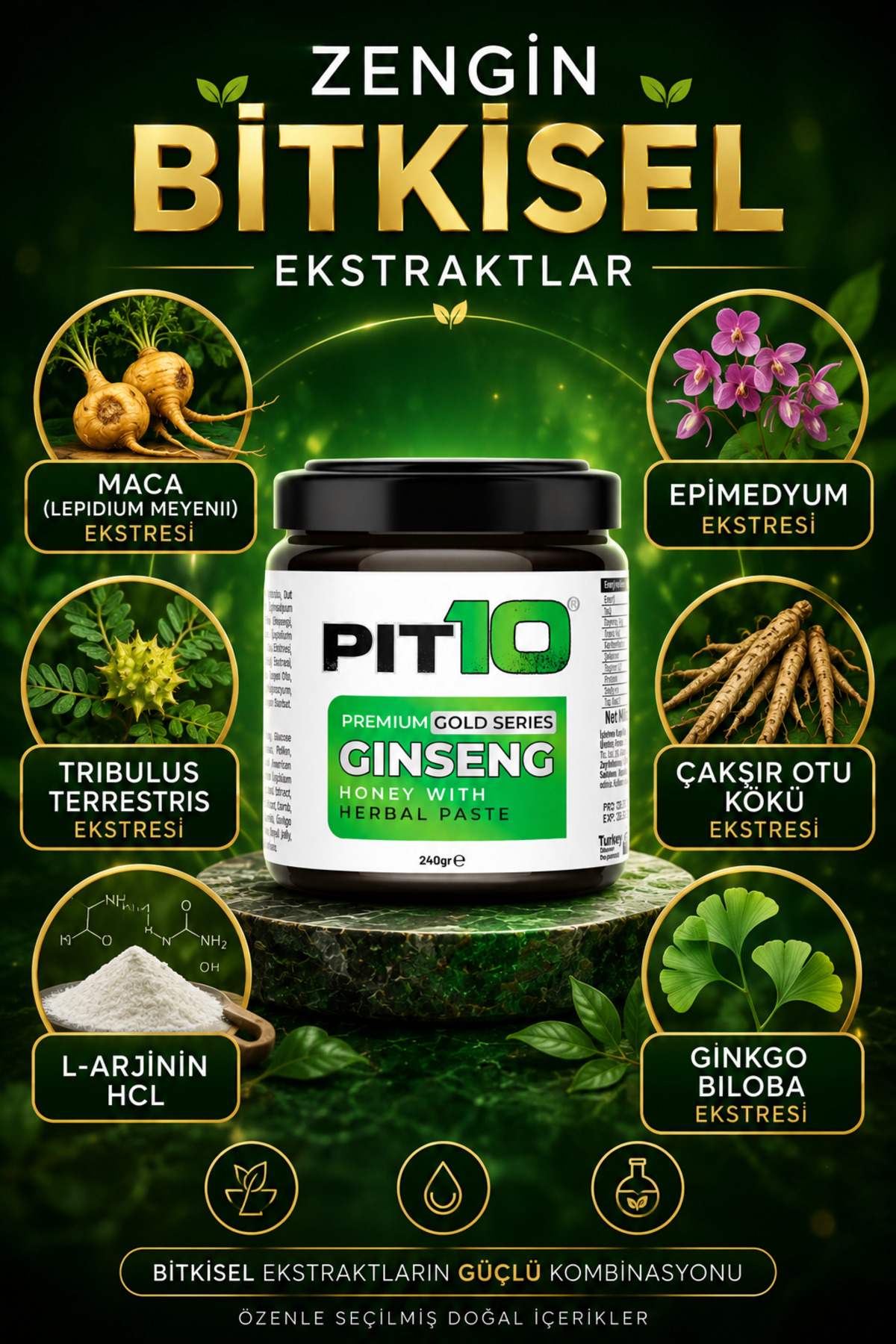 Ginseng, Panax, Tribulus Terrestris, Kuvvet Bitkisel Karışımlı Macunu Mesir Macun 240 gr — MUP — تصویر 3 از 8