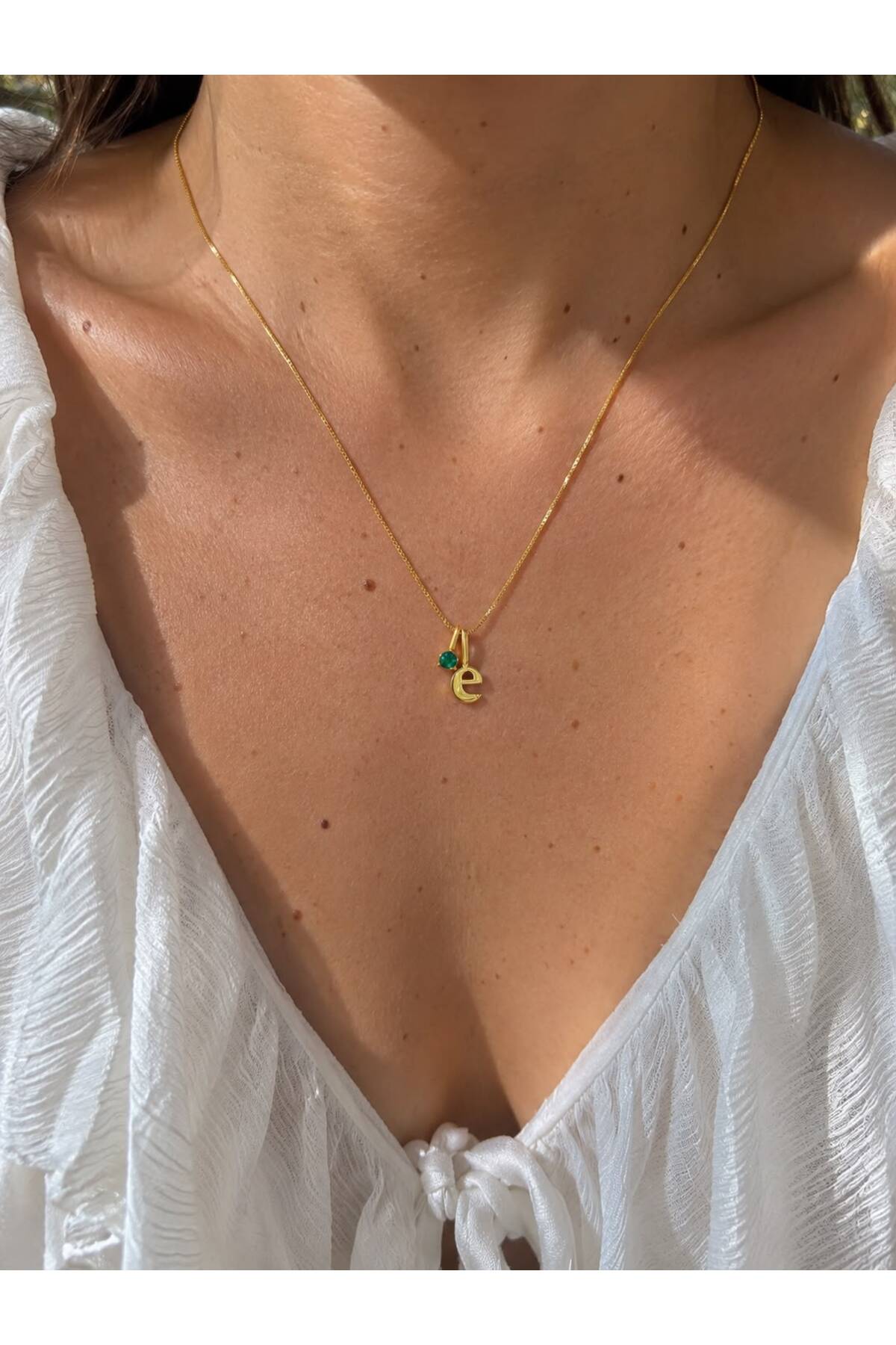 sirius jewelry 925 Gümüş | Işıltılı Doğum Taşlı Harf Kolye görsel 2