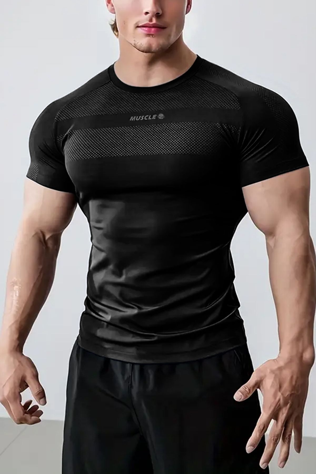 GHASSY CO Erkek Compression Sports Nem Emici Hızlı Kuruyan Renk Solmayan Atletik Fitness T-Shirt görsel 3