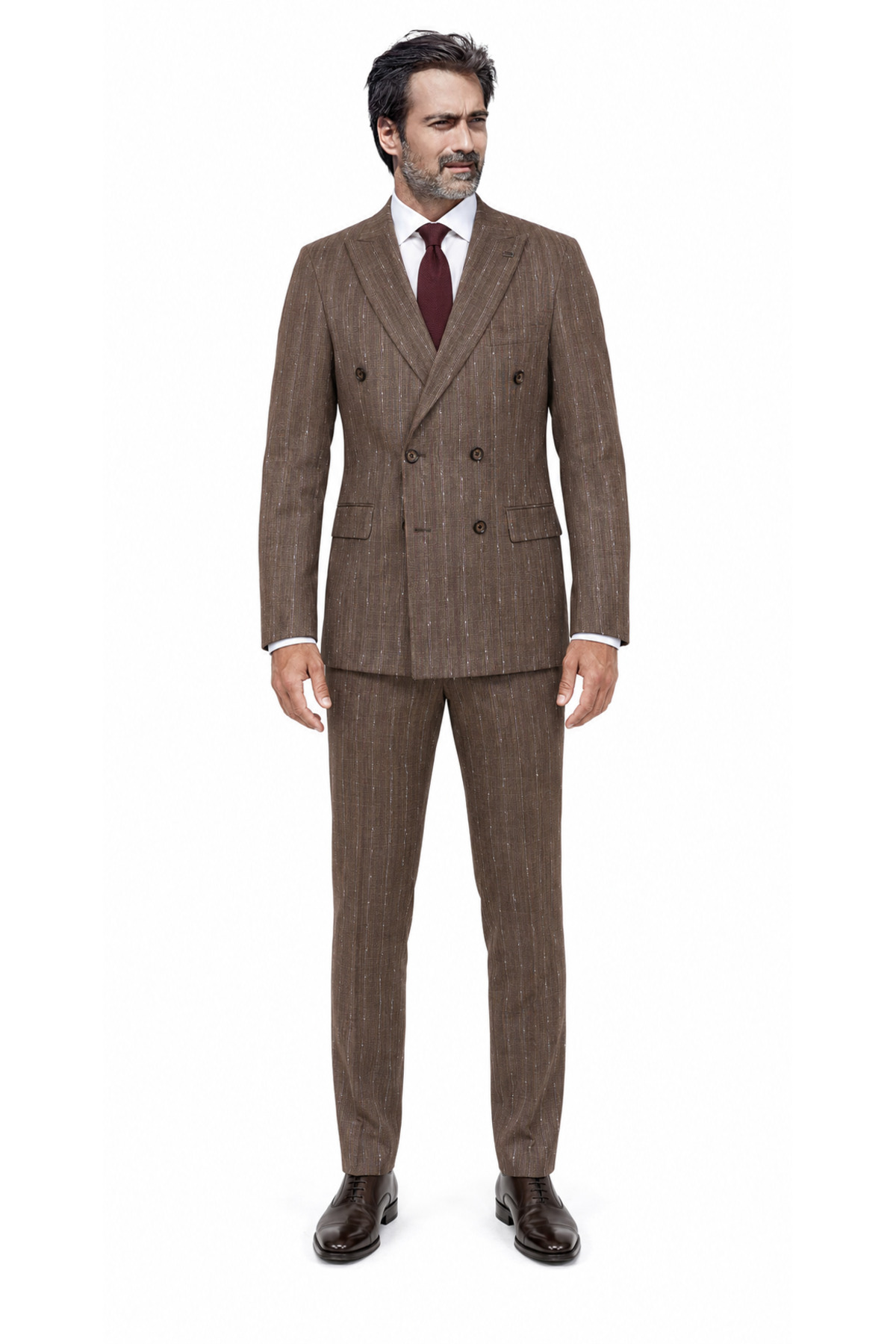 PARLAMENTER Fabio Cassel Kurvaze Takım Elbise Erkek Premium Slim Fit Çizgili Klasik görsel 2