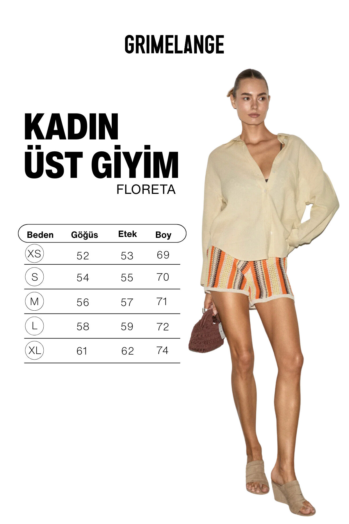 GRIMELANGE FLORETA Kadın Oversıze Kalıp Keten Karışımlı Uzun Kollu Tek Cepli Bej Gömlek görsel 6