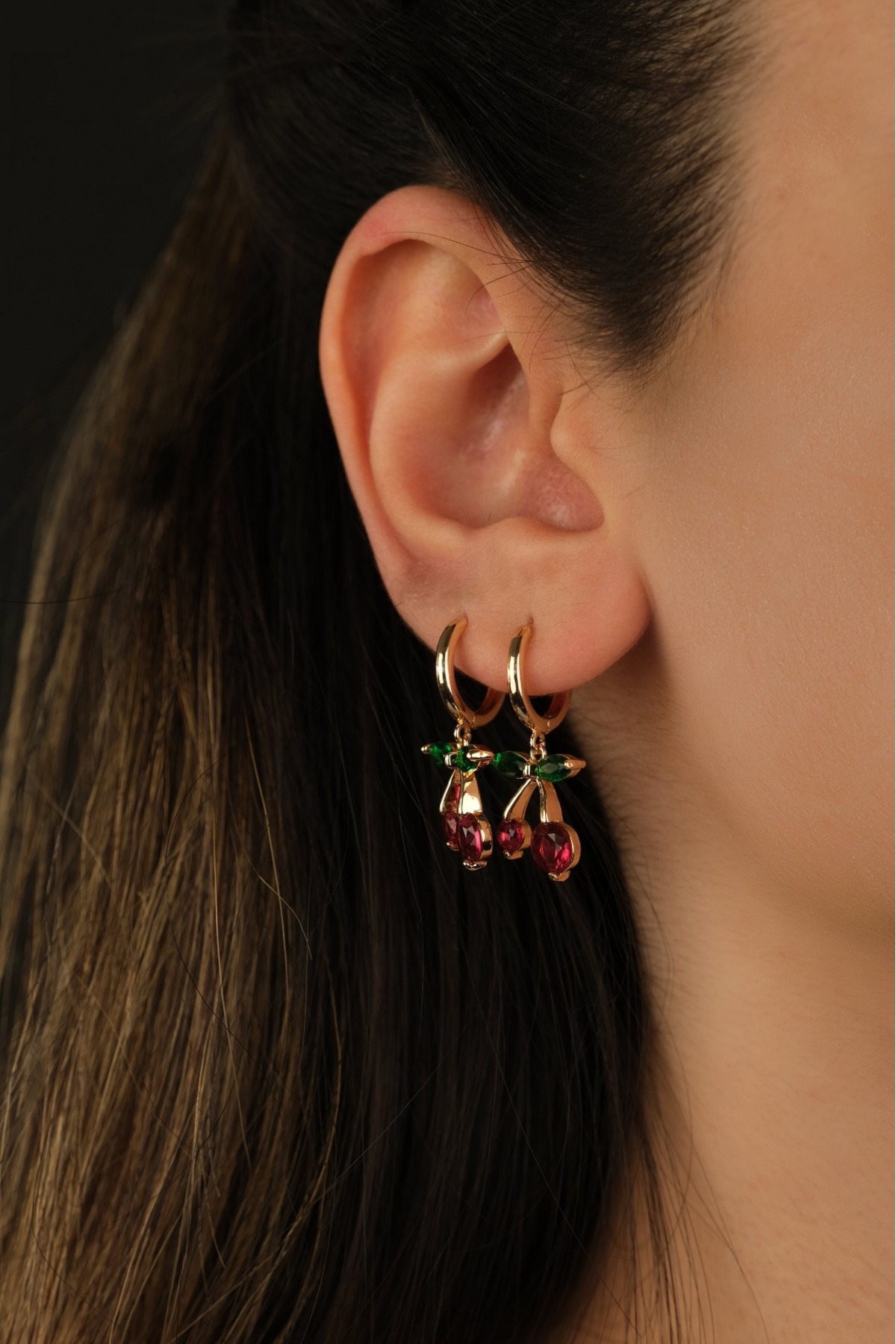 2-Piece Steel Cherry Earrings