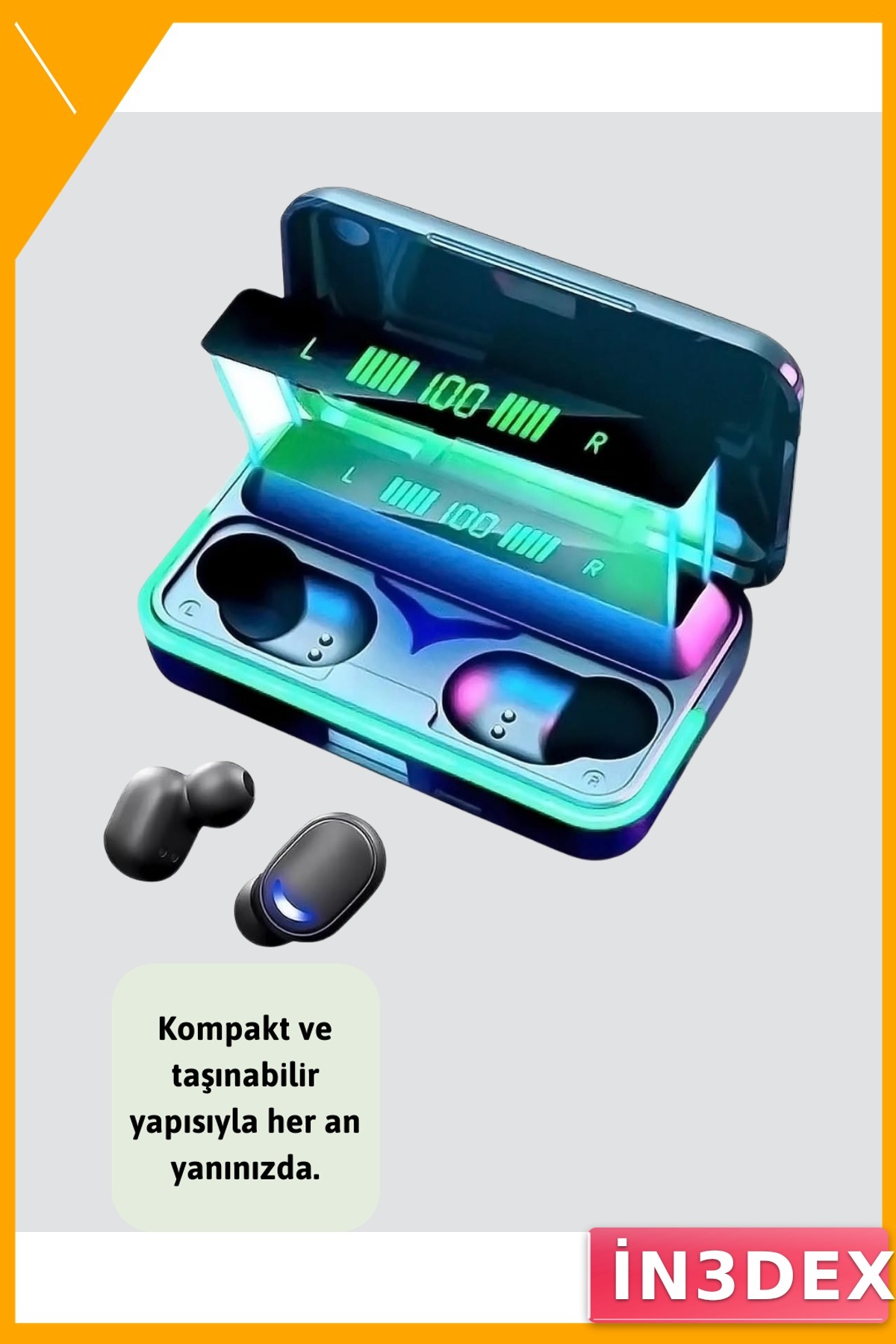 Powerbanklı Bluetooth 5.1 Kulaklık LED Gösterge Uzun Pil Ömrü