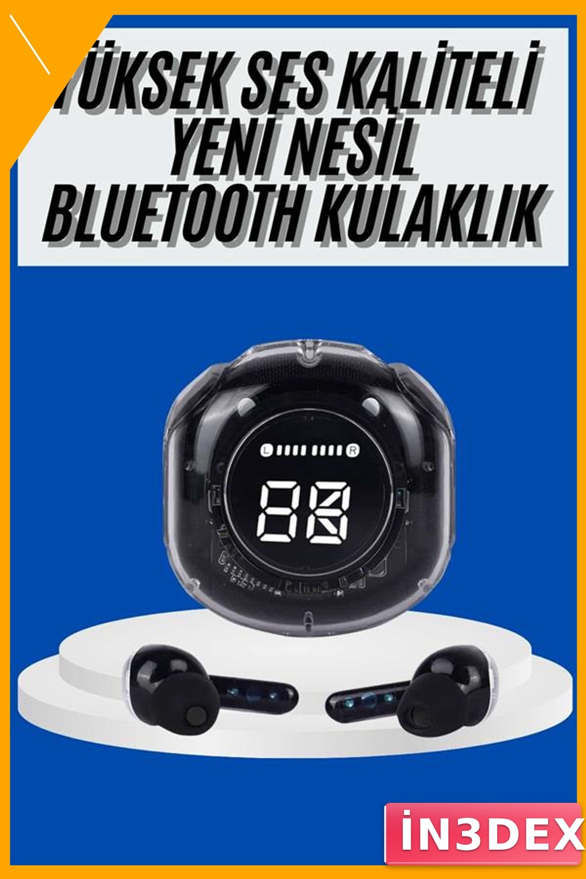 Kulak İçi Bluetooth Kulaklık 30mm Sürücü LED Ekran Kablosuz Şarj
