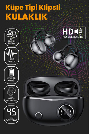 Teknoloji Gelsin Klipsli Bluetooth Kulaklık Kablosuz ANC ENC Çift Mic. Led Gö...