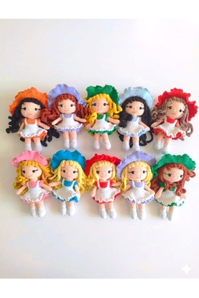 MİNOHOUSE Amigurumi Retro Tarzı Şapkalı Minik Bebekler Organik Oyuncak (Tekli)