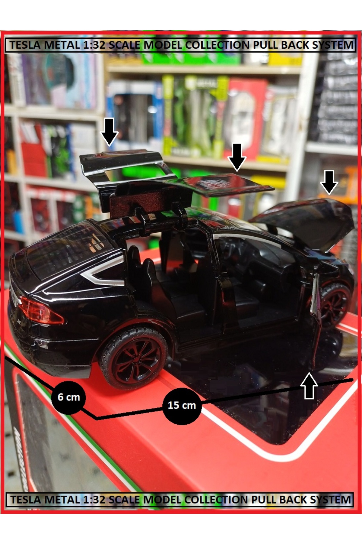 OYUNCAKSAHİLİ Tesla Metal 1:32 Koleksiyon Model Diecast Araba 15cm