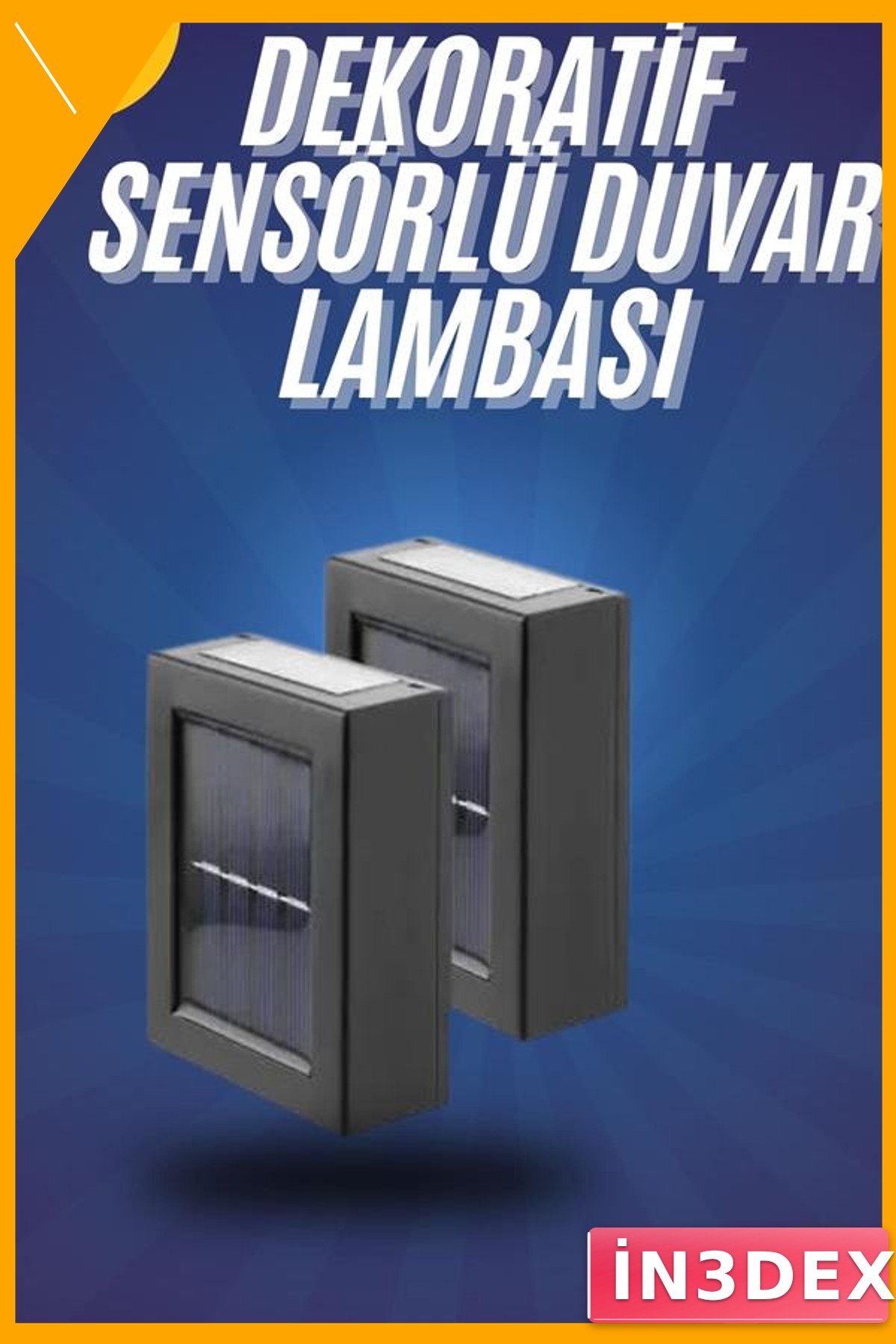 Solar Çift Taraflı Duvar Lambası Siyah IP65 8 Saat Aydınlatma